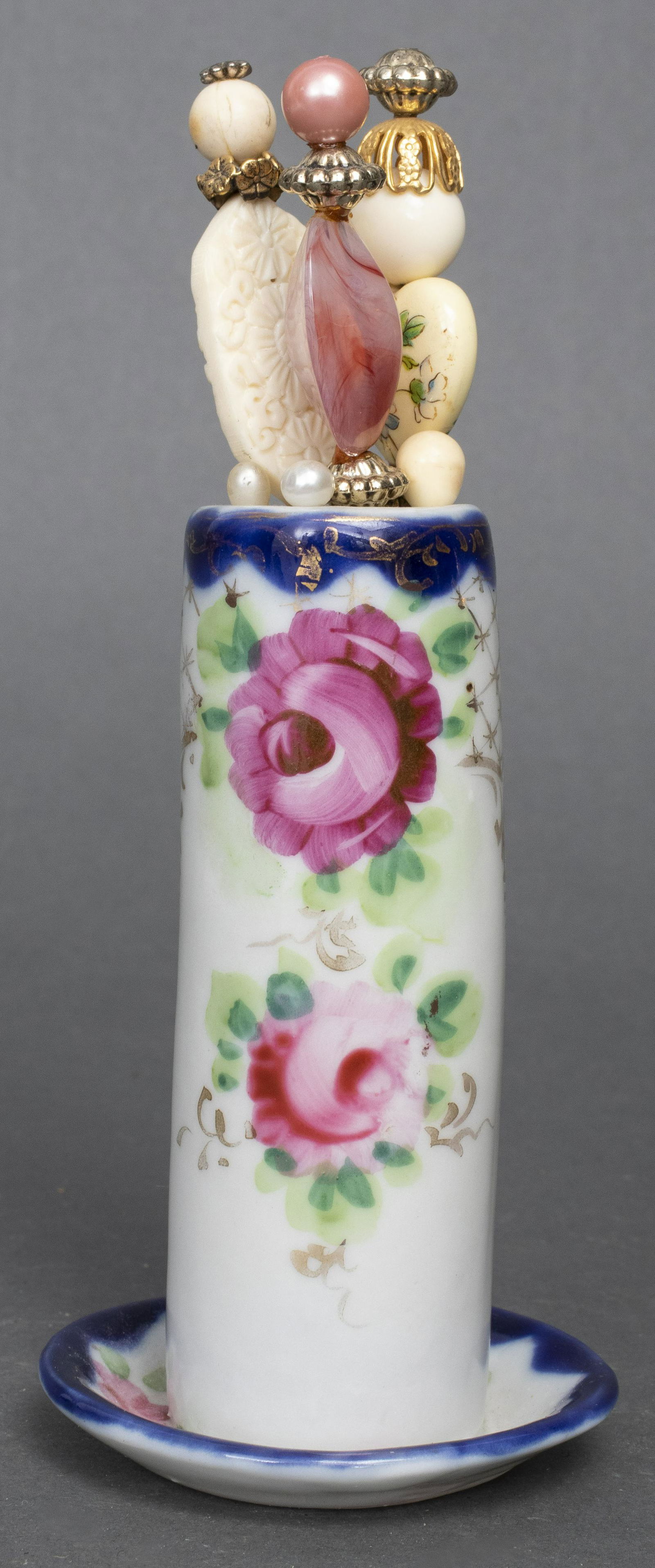 Continental Painted Porcelain Hat Pin Holder (1 of 4)