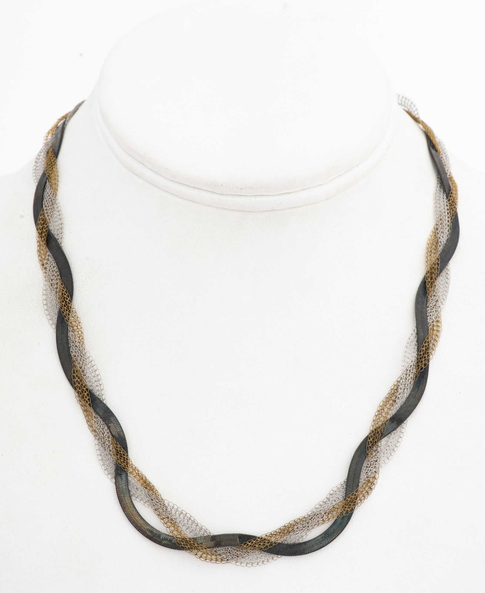 Italian Vermeil & Silver Woven Necklace (1 of 4)