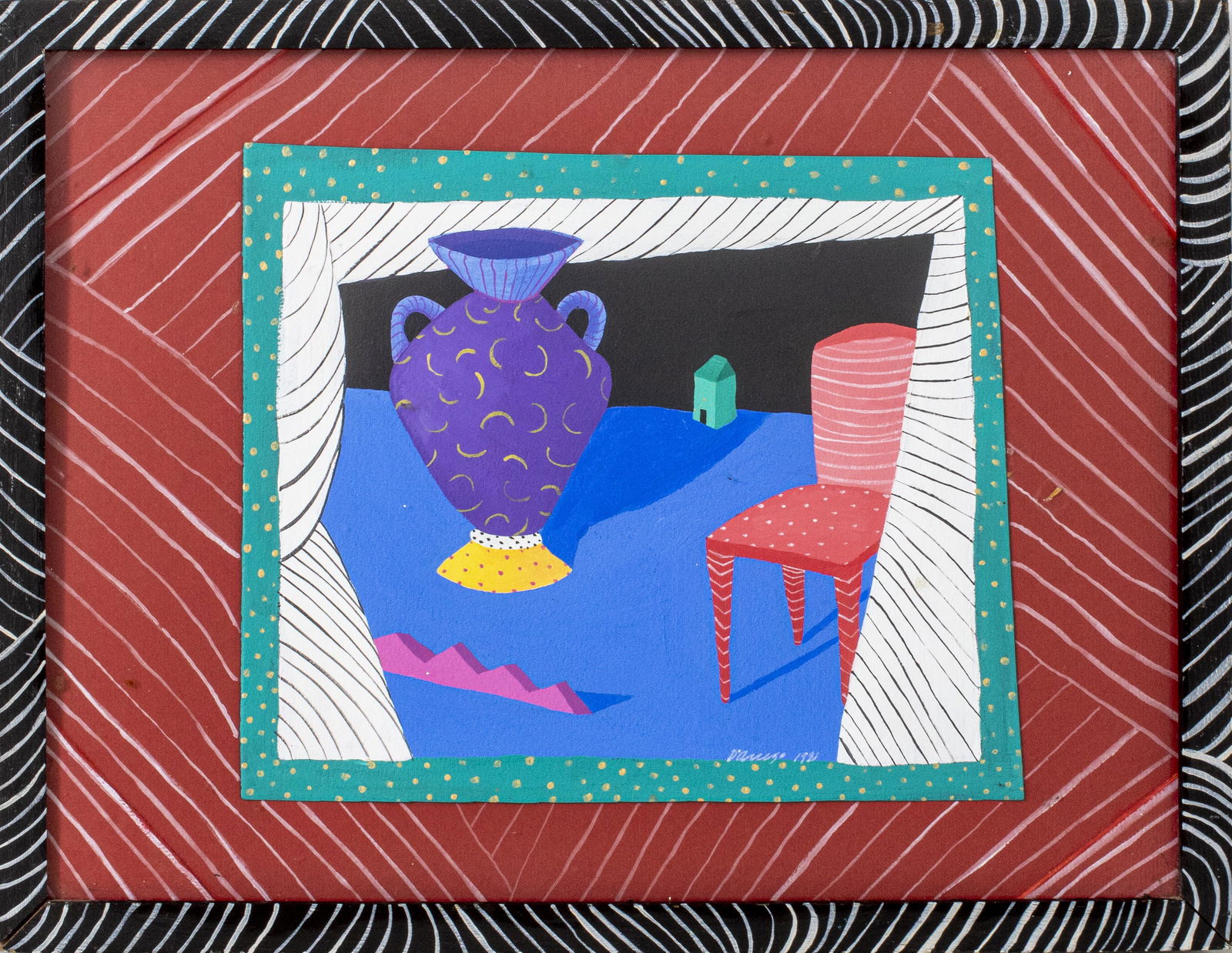 D'Auiso Folk Art Still Life Acrylic on Paper (1 of 5)