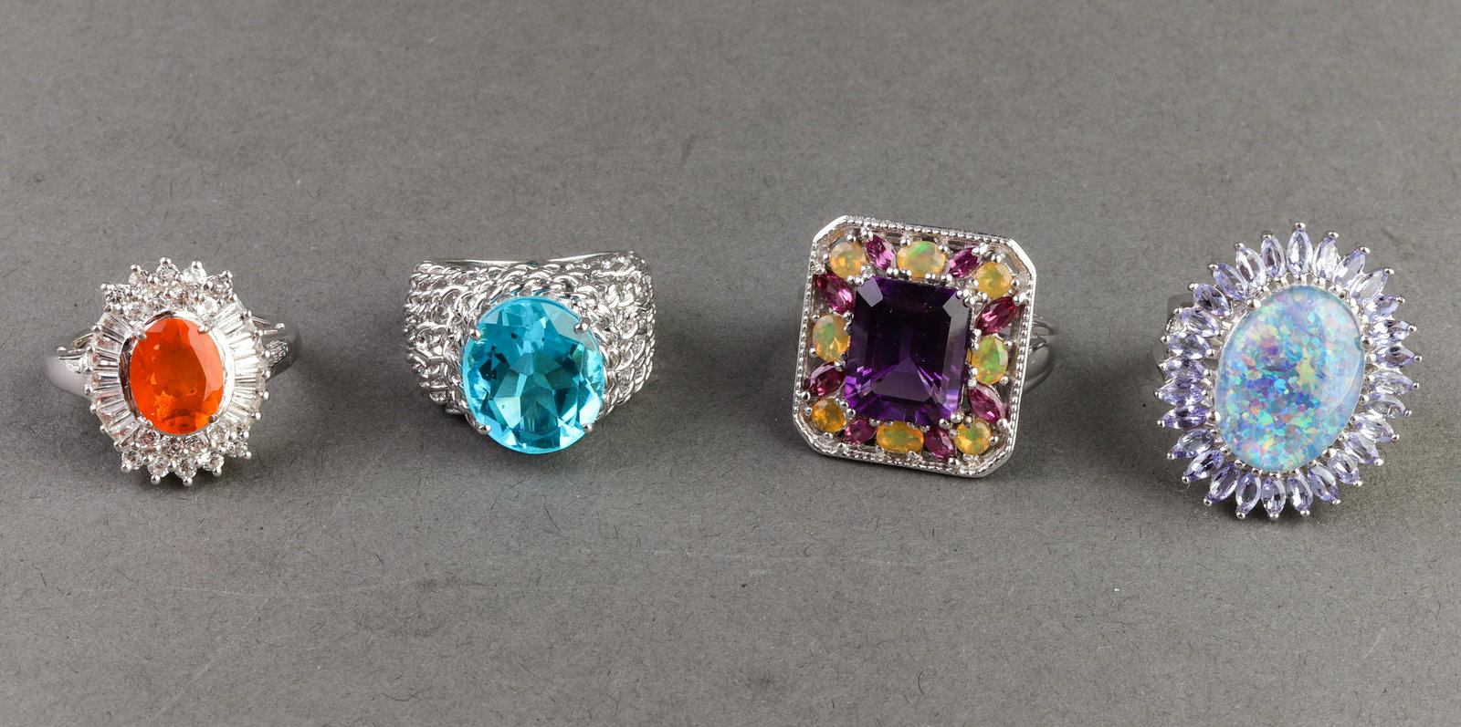 Fire Opal Amethyst Opal Quartz & Tanzanite Rings 4 (1 of 6)