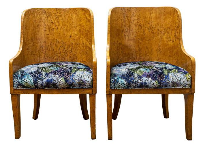 Russian Karelian Birch Wood Armchairs, Pr