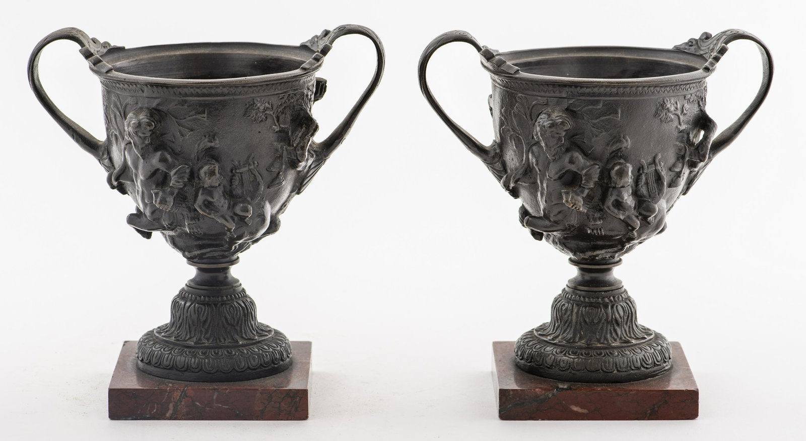 Grand Tour Bronze Vases On Marble Stands, Pair (1 of 6)