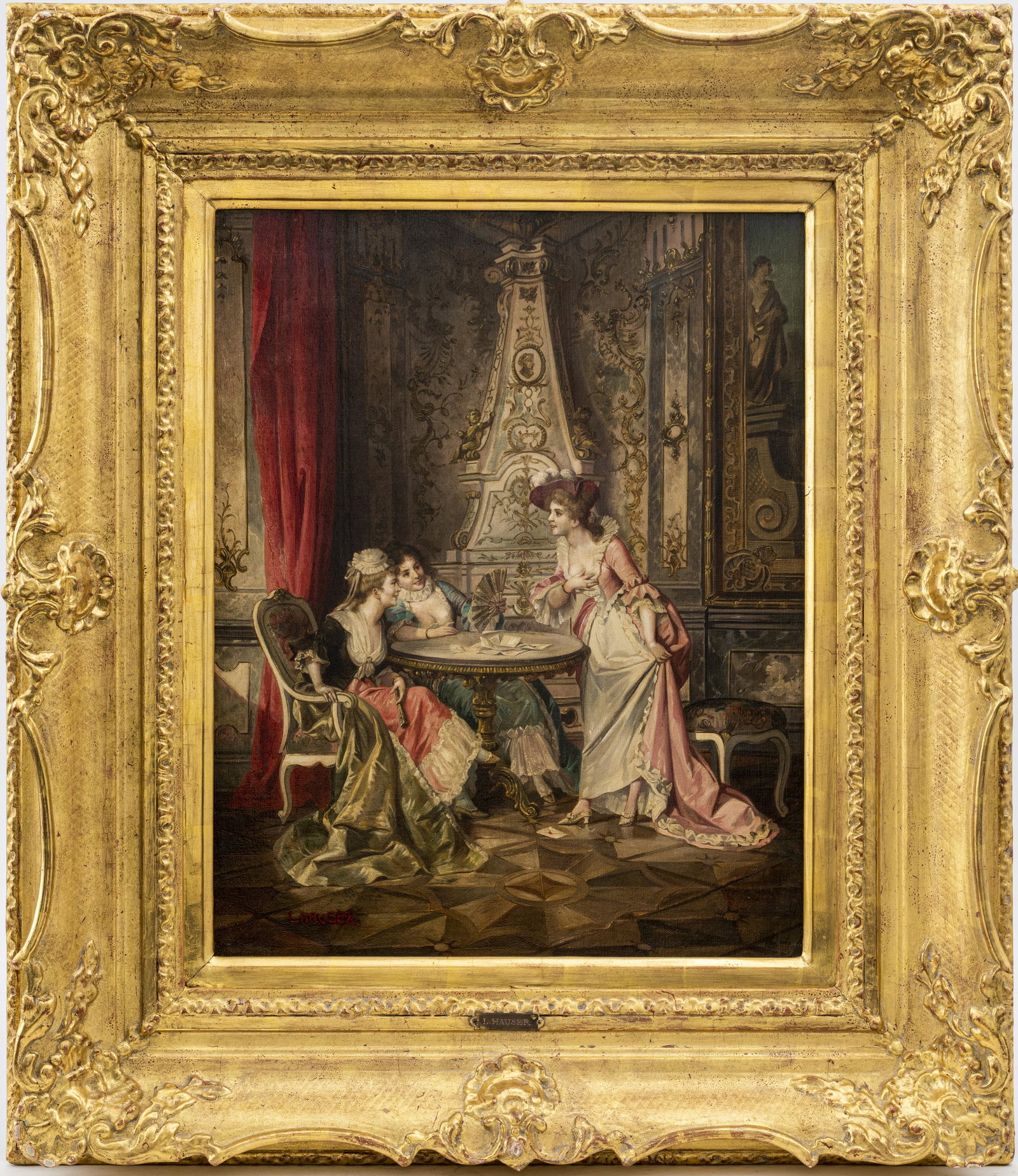 Hauser Signed 'Rococo Interior' Oil on Canvas (1 of 11)