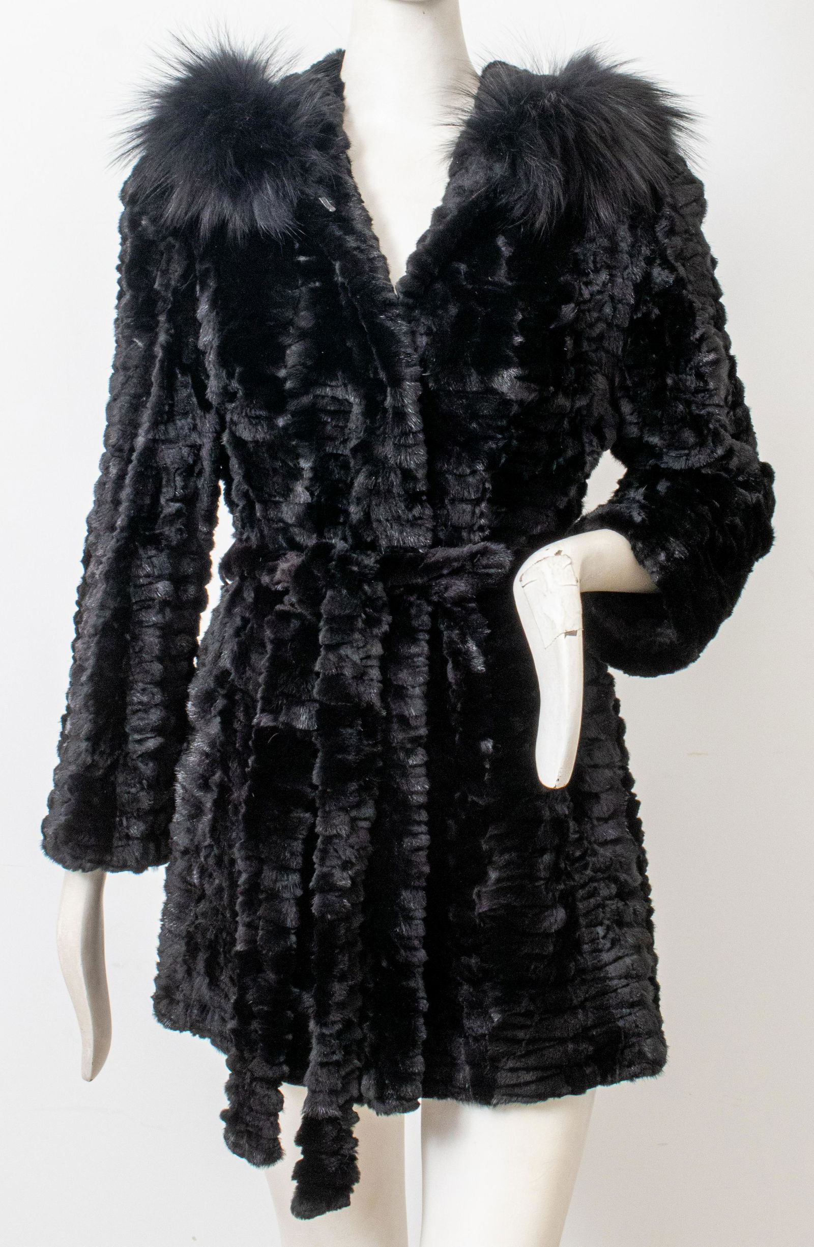 select black fur coat