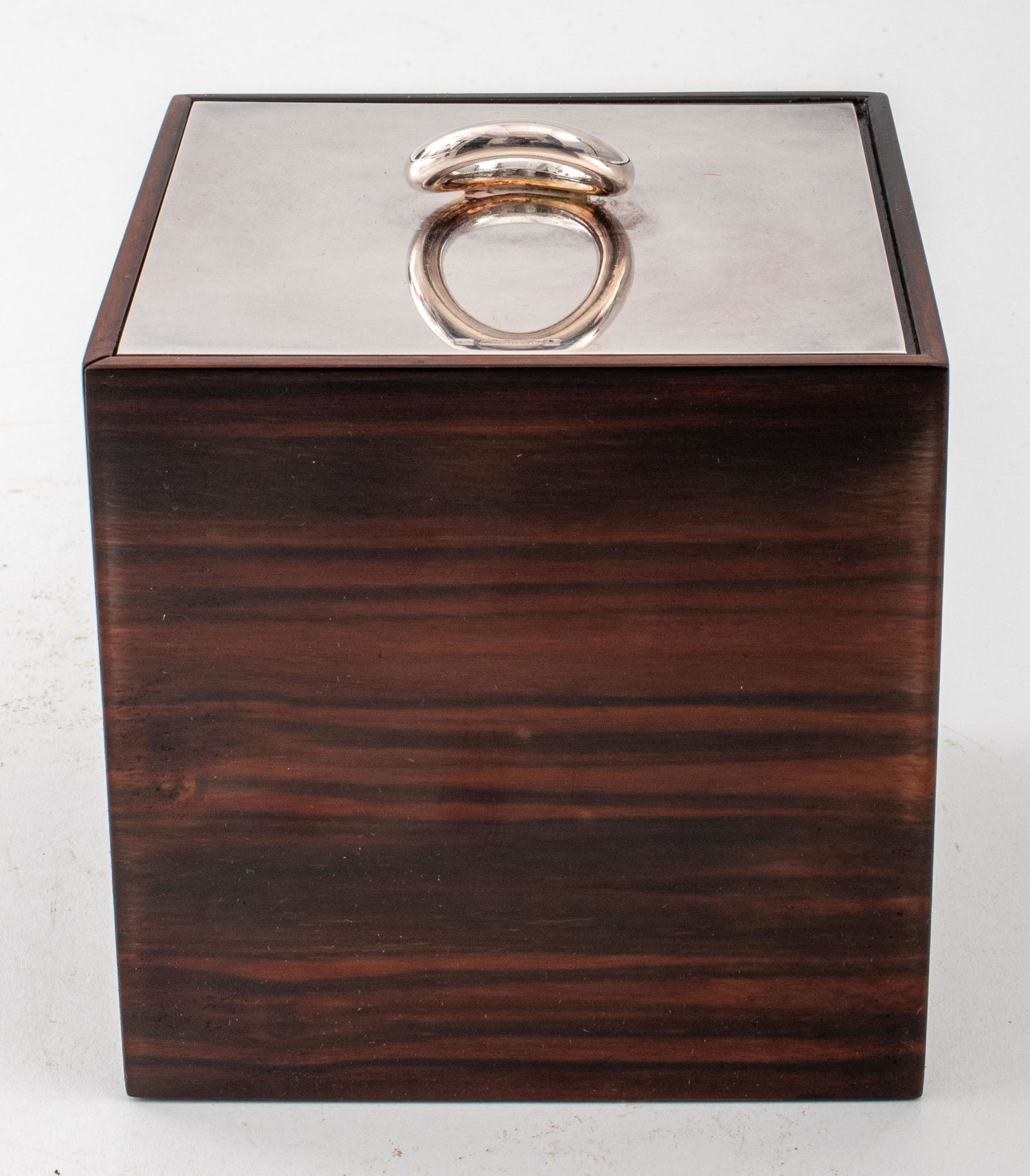 Christofle Silver-Plate & Wood Box: Christofle silver-plate and wood box, marked. 5" H x 4.75" W x 4.75" D