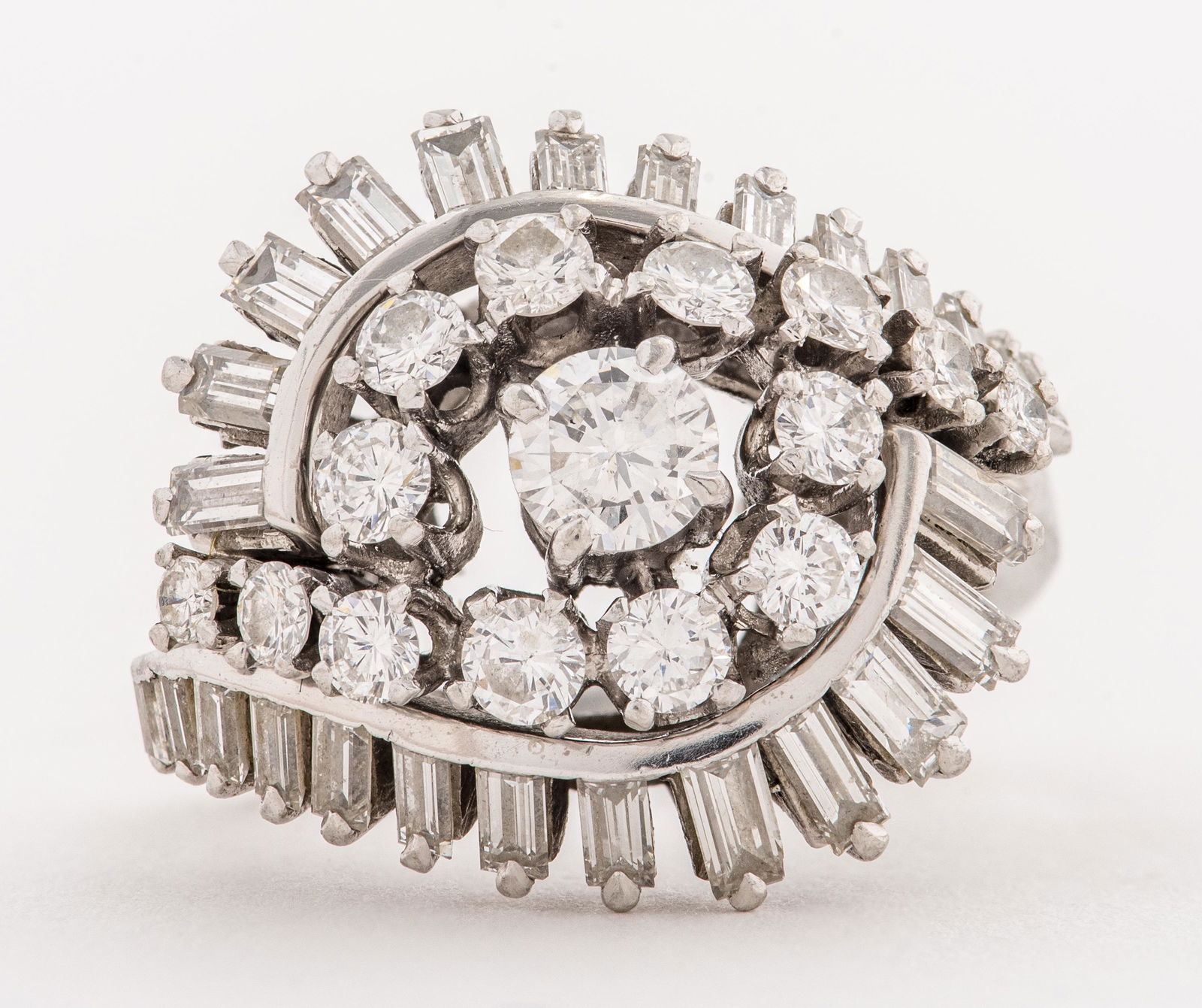 Art Deco Style Platinum Diamond Cocktail Ring (1 of 8)