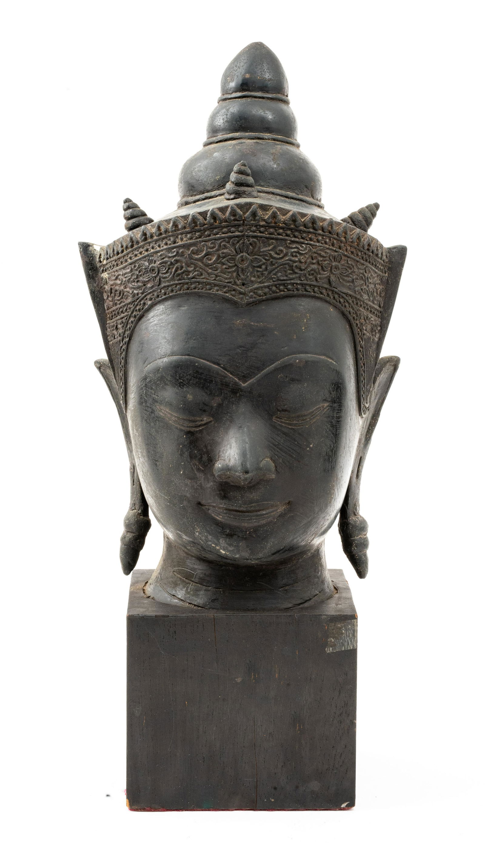 Southeast Asian Bronze Buddha Head Bust (1 of 11)