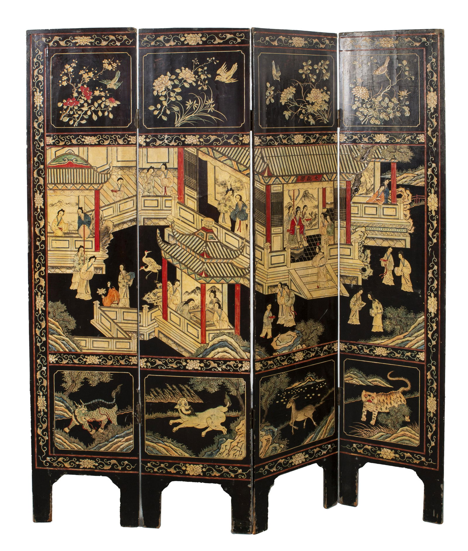 Chinese Coromandel Lacquered Floor Screen (1 of 7)