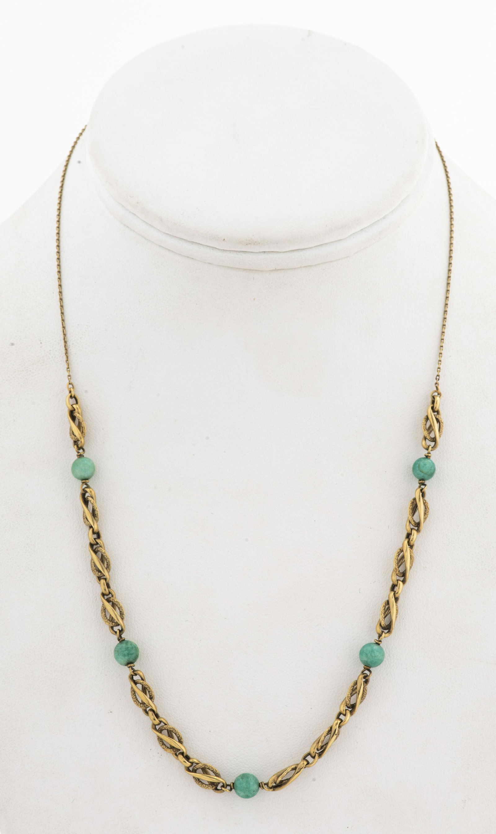 Vintage 14K Yellow Gold Amazonite Bead Necklace (1 of 4)