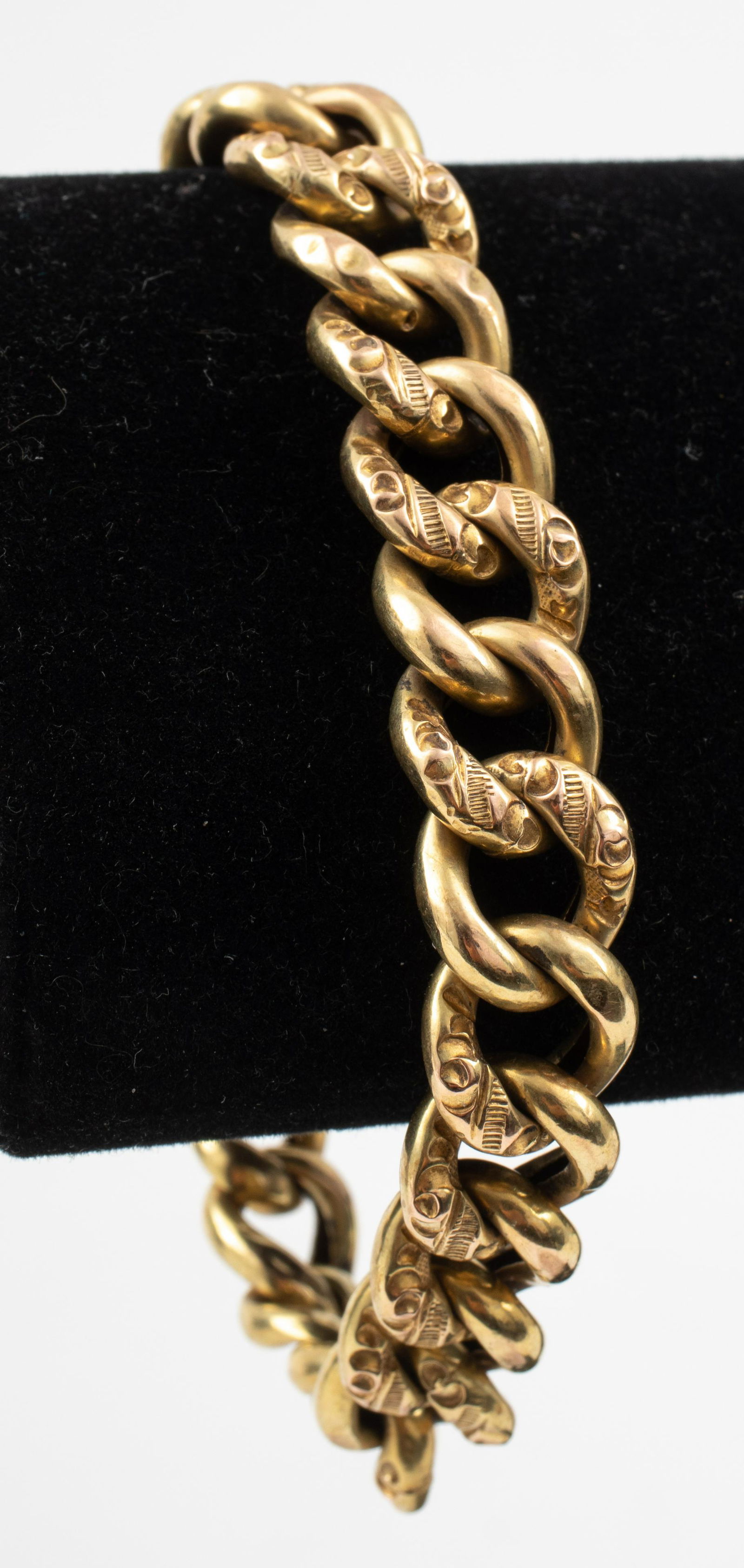 Victorian 14K Yellow Gold Engraved Link Bracelet (1 of 6)