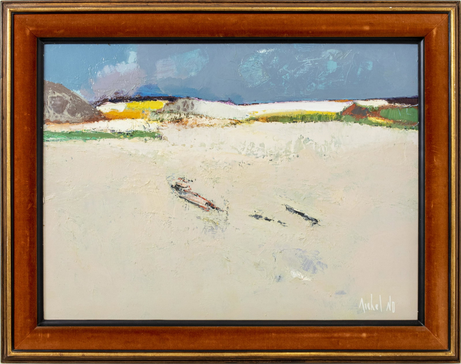 Michel No "Landscape" Oil on Canvas: Michel No (b. 1939) "Landscape," oil on canvas, signed lower right: "Michel No." Image: 23" H x 31.5" W; frame: 30.5" H x 38.5" W.