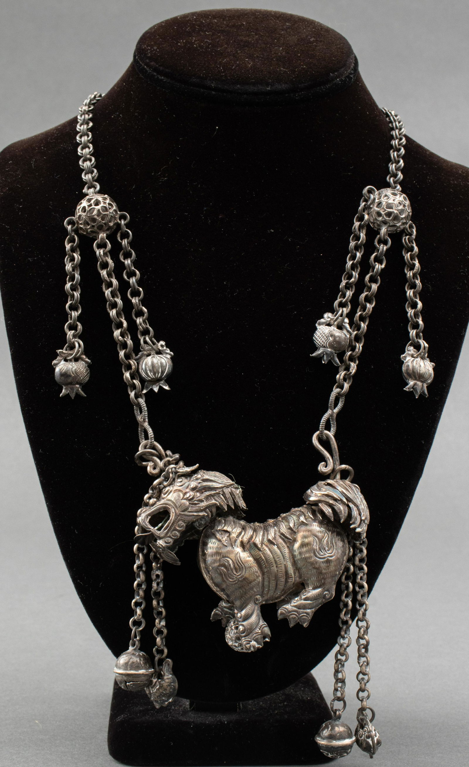 Chinese Silver Necklace with Foo Lion (1 of 8)