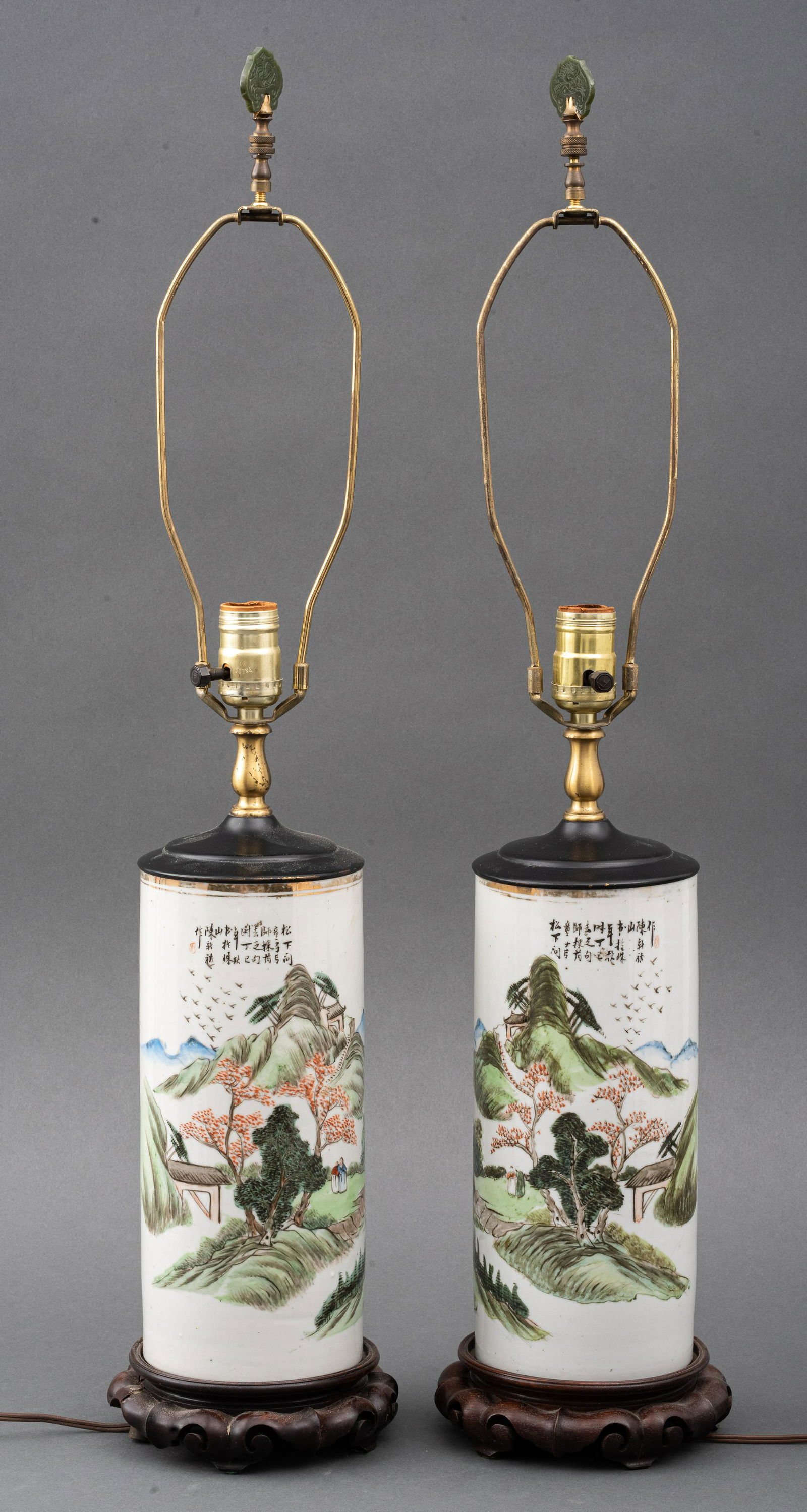 Chinese Ceramic Vases Mounted as Lamps, Pair (1 of 9)