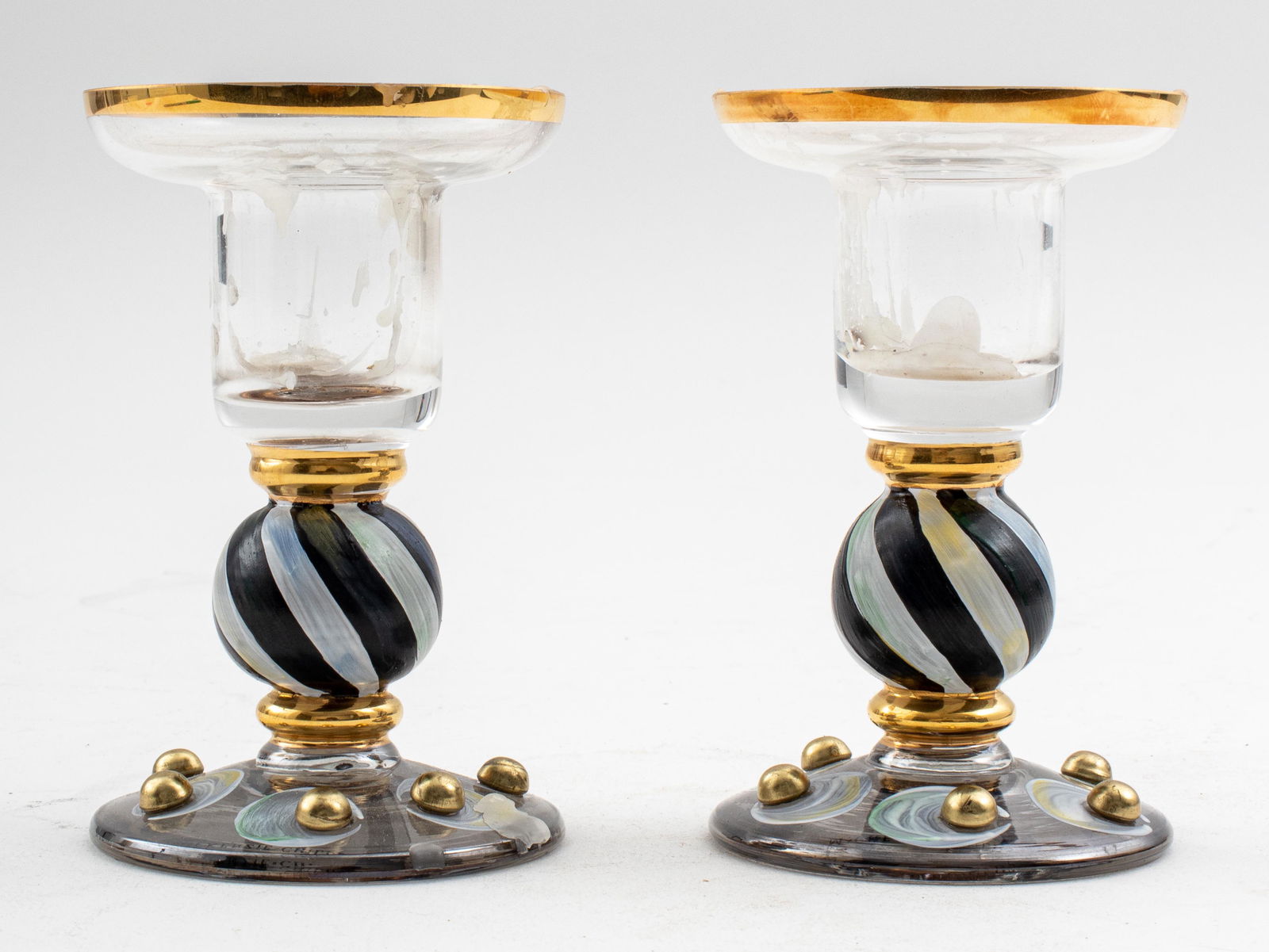 Mackenzie-Childs Glass Painted Candlesticks (1 of 8)