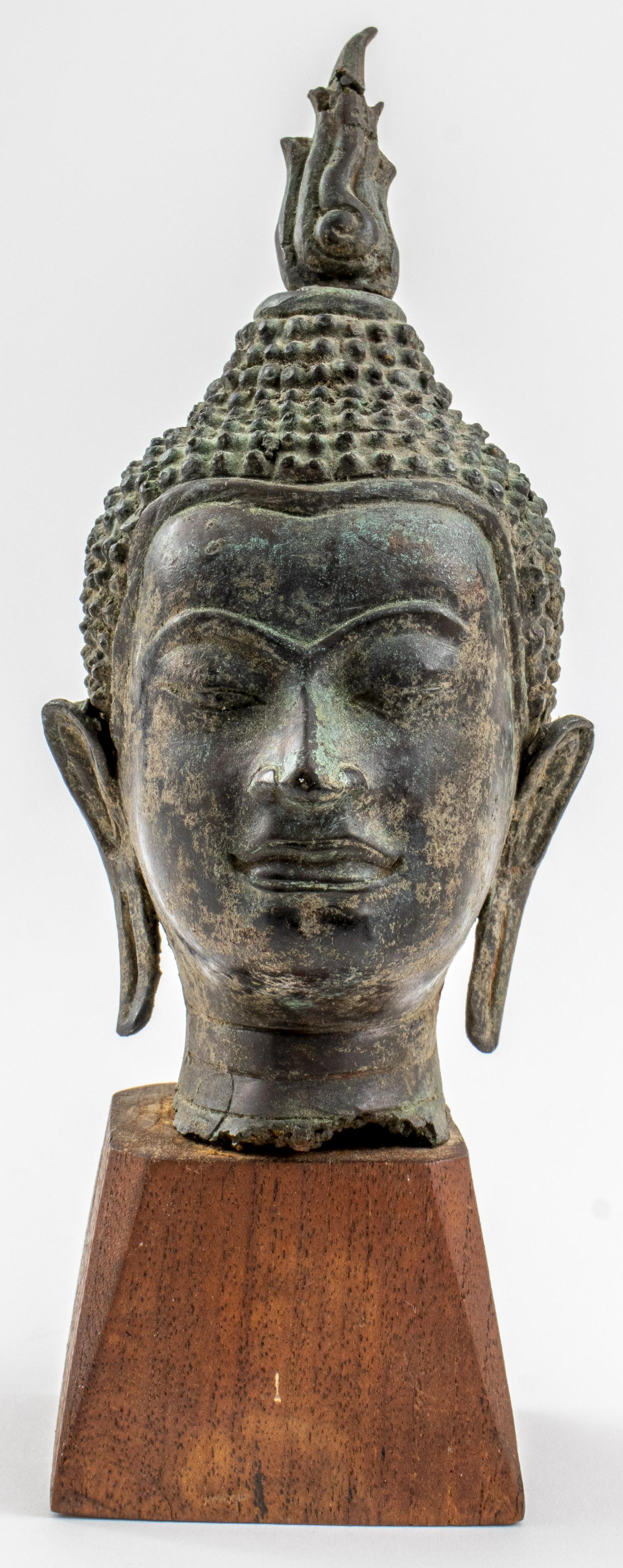 Thai Patinated Bronze Buddha Bust (1 of 9)