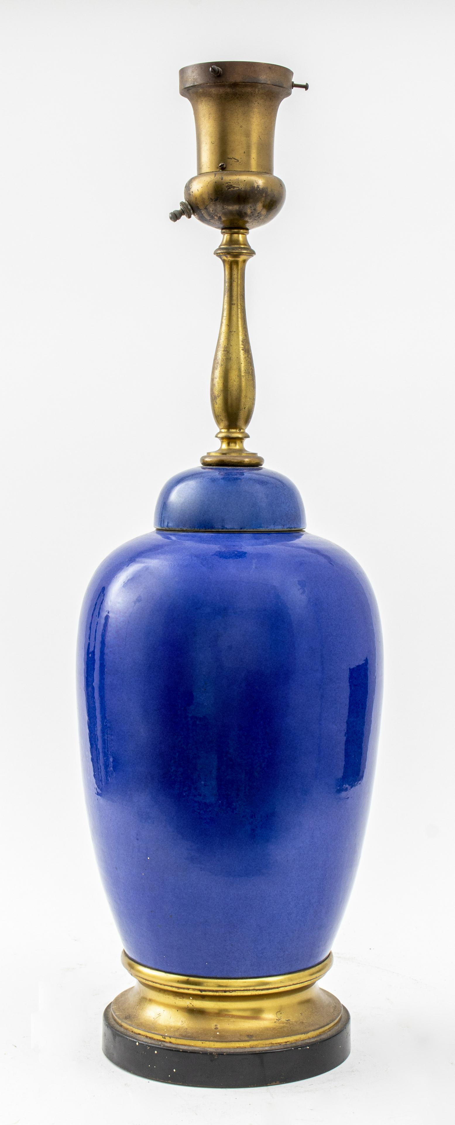 Large Asian Cobalt Blue Porcelain Ginger Jar Lamp (1 of 10)