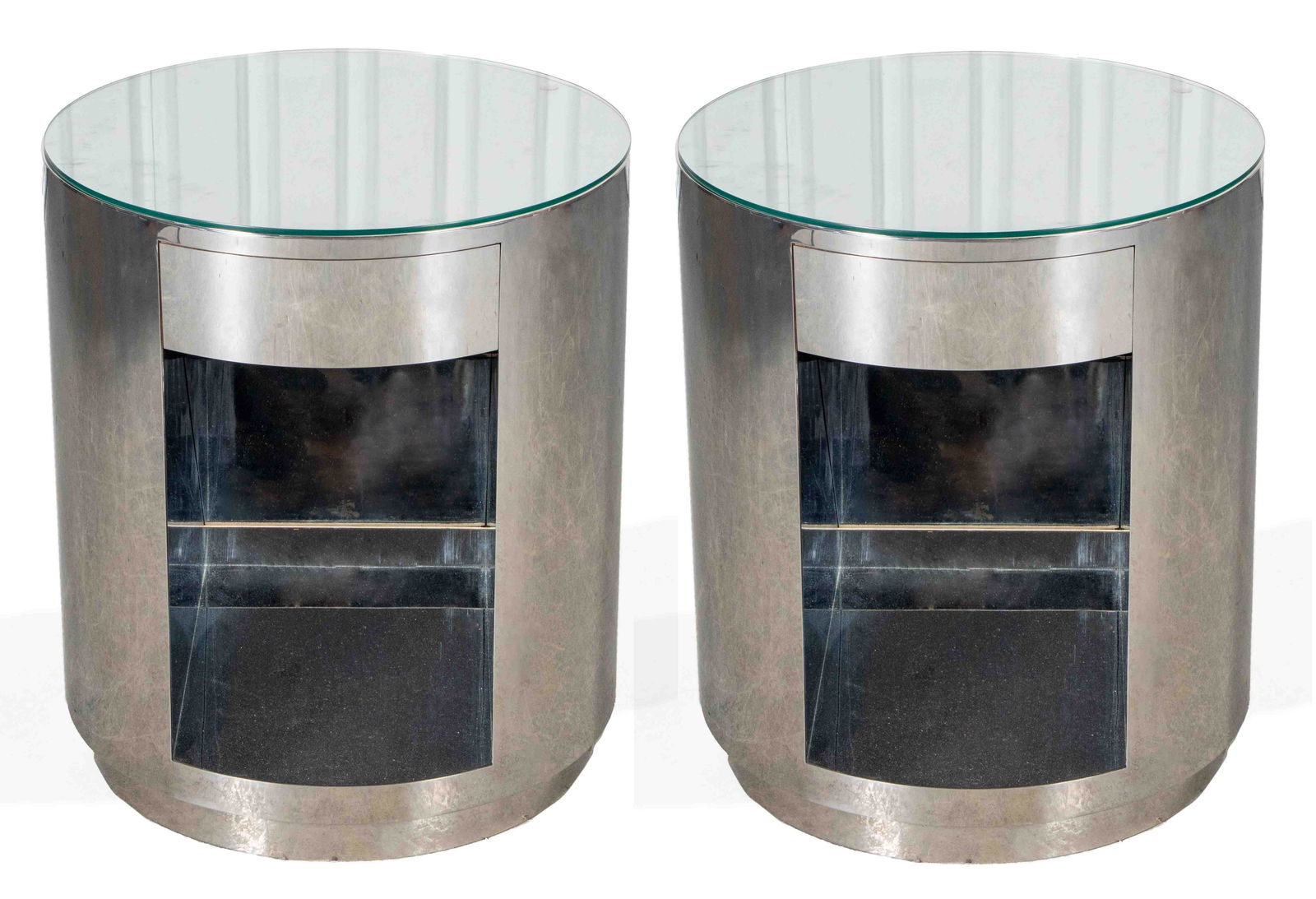 Pace Attr. Modern Chrome Metal Side Tables, Pr (1 of 6)