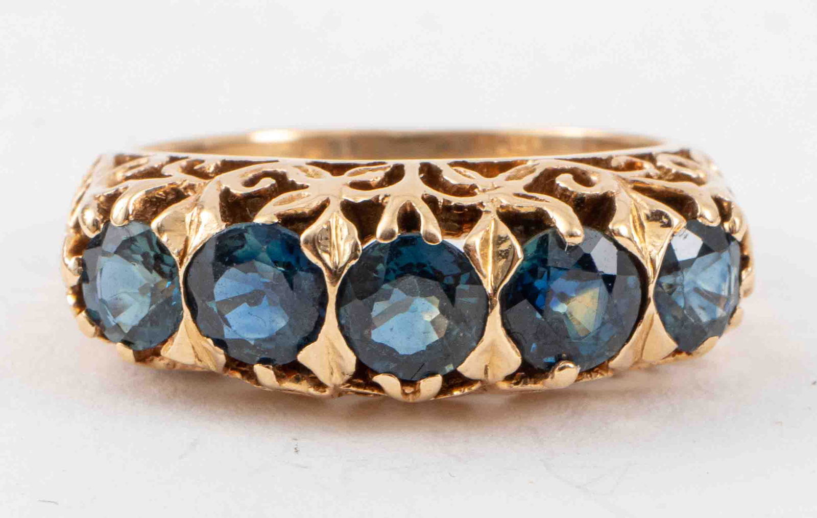 Vintage 14K Yellow Five Stone Topaz Filigree Ring (1 of 12)