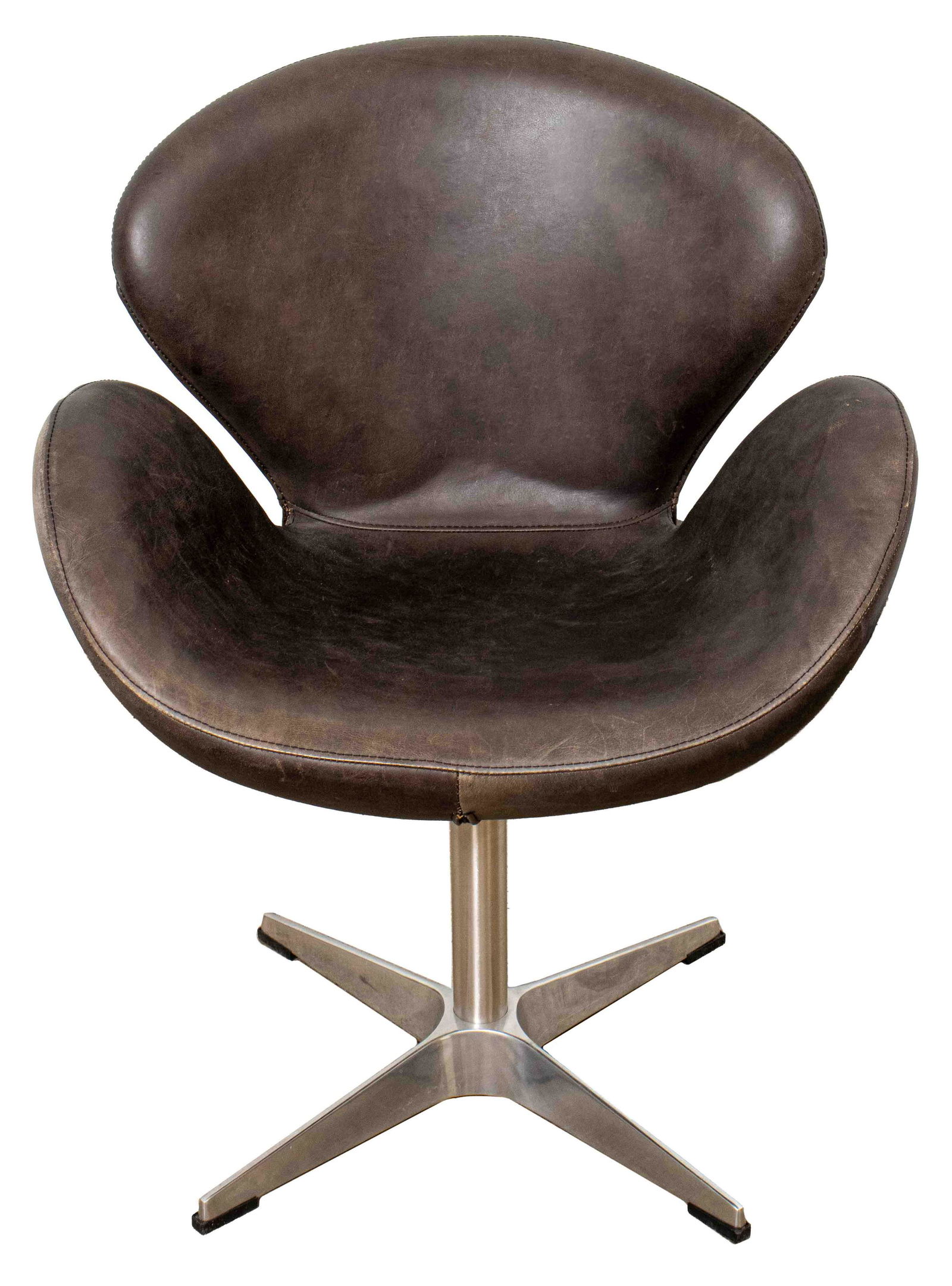 Arne Jacobsen Fritz Hansen Gray Leather Swan Chair (1 of 9)