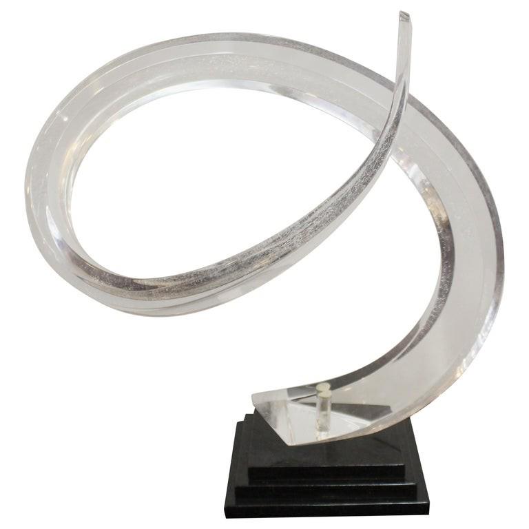 Mid-Century Modern Abstract Lucite Swirl on Stone (1 of 12)