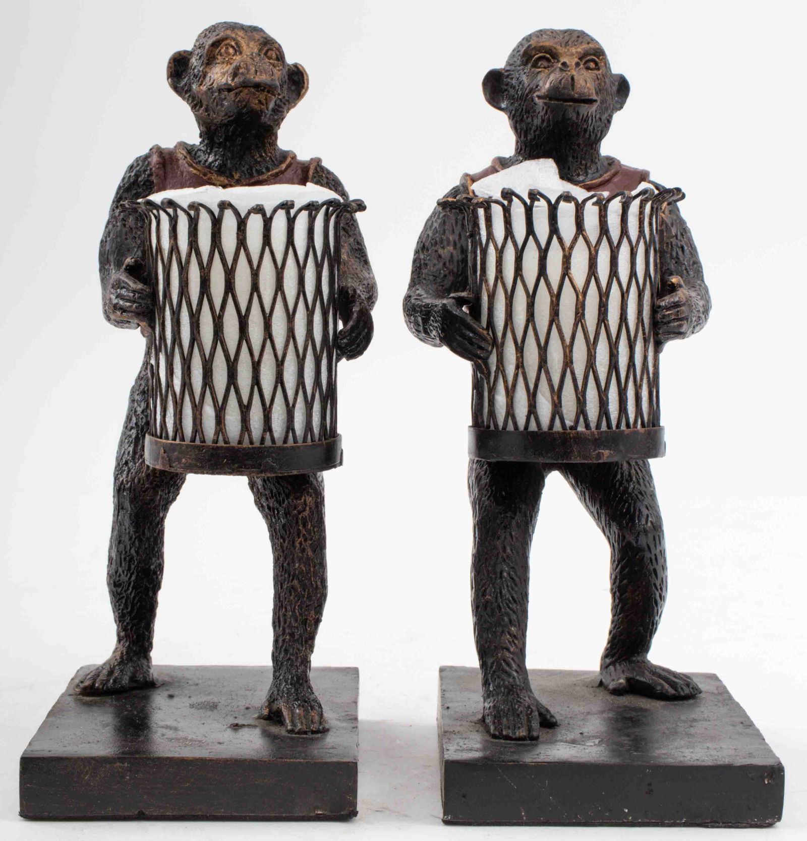 Maitland Smith Attr. Monkey Candleholder Bookends (1 of 9)