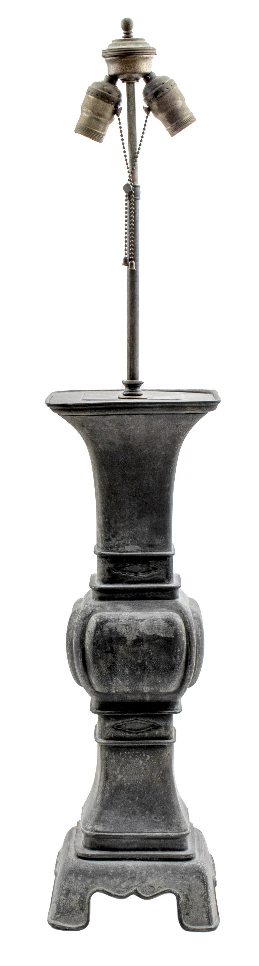 Chinese Archaic Style Cast Iron Gu Form Vase Lamp (1 of 10)