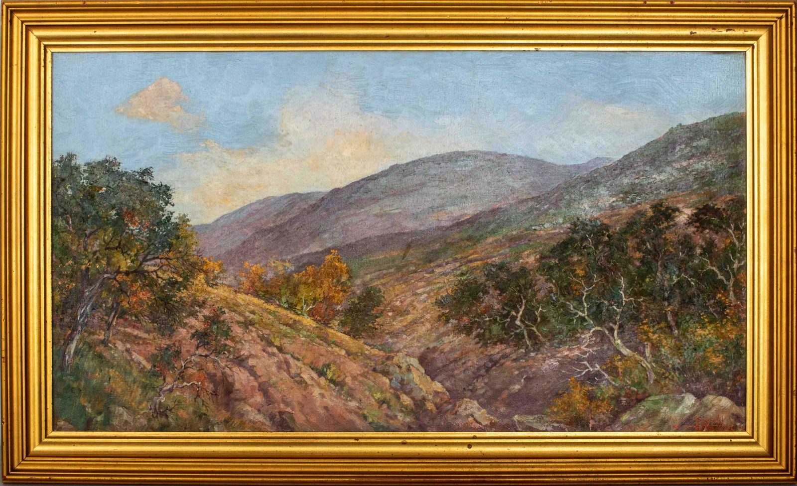 Signed Purple Mountain Landscape Oil on Canvas (1 of 10)