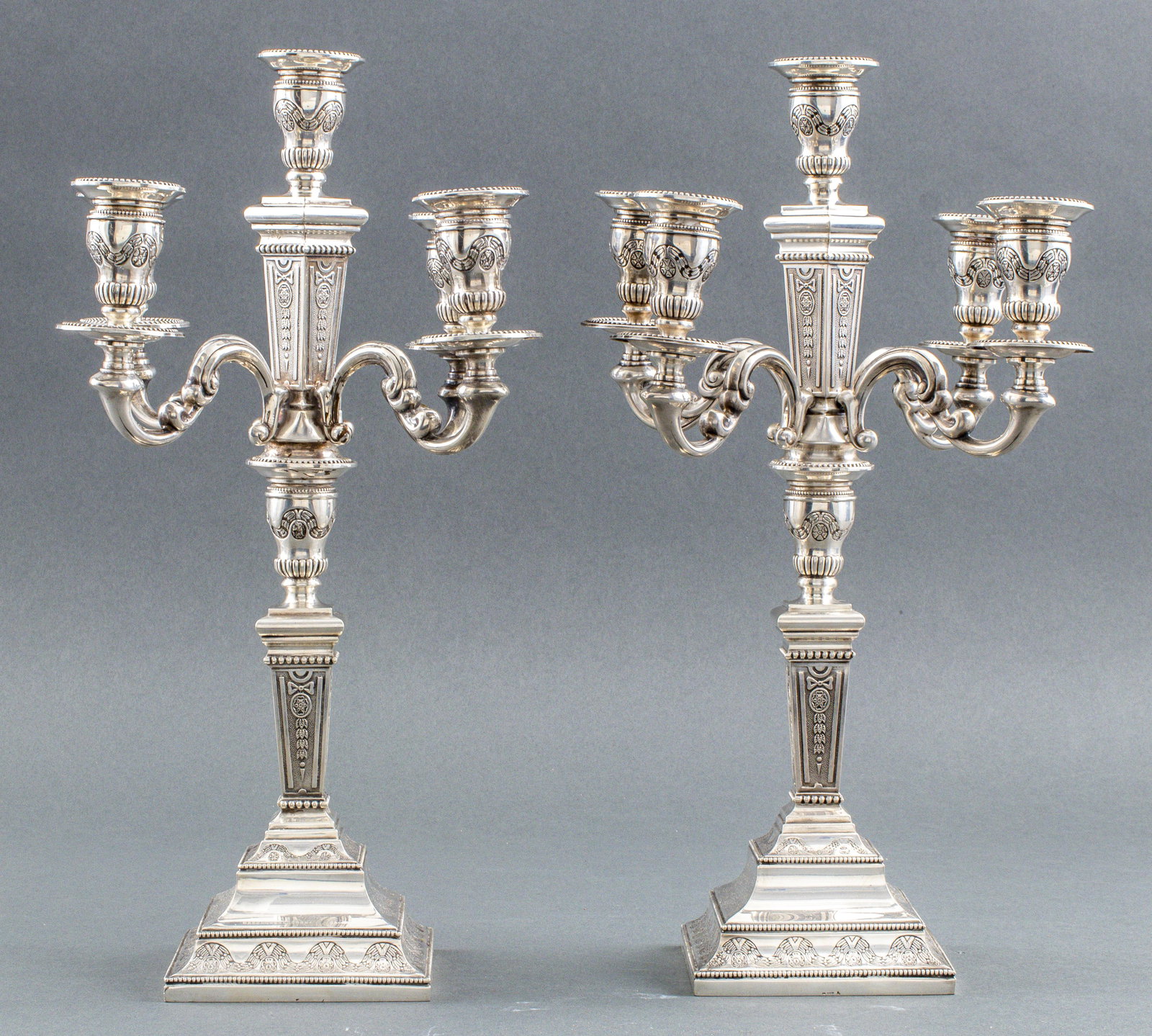 Sterling Silver Neoclassical Style Candelabra, Pr (1 of 9)