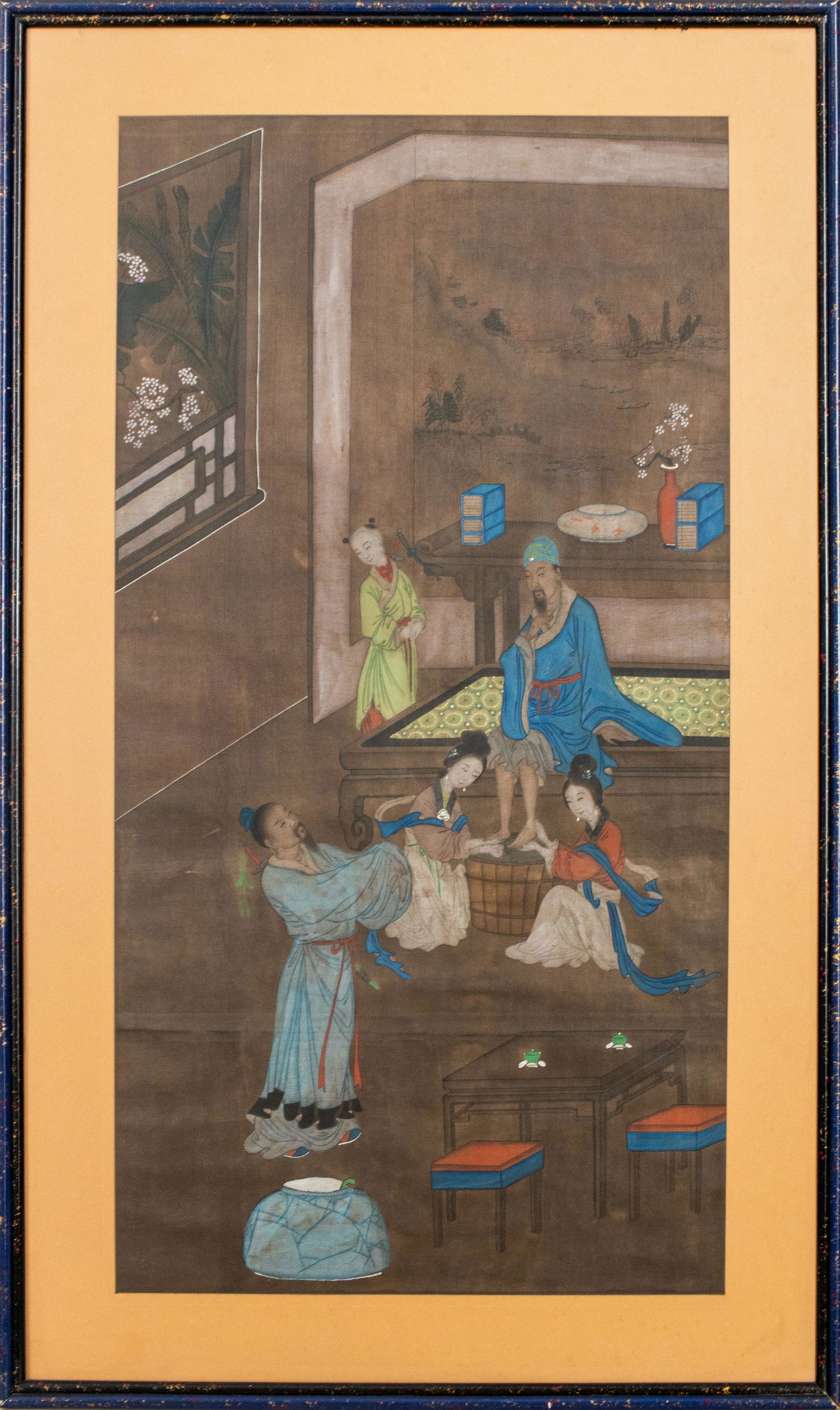 Chinese Silk Painting of a Domestic Scene (1 of 10)