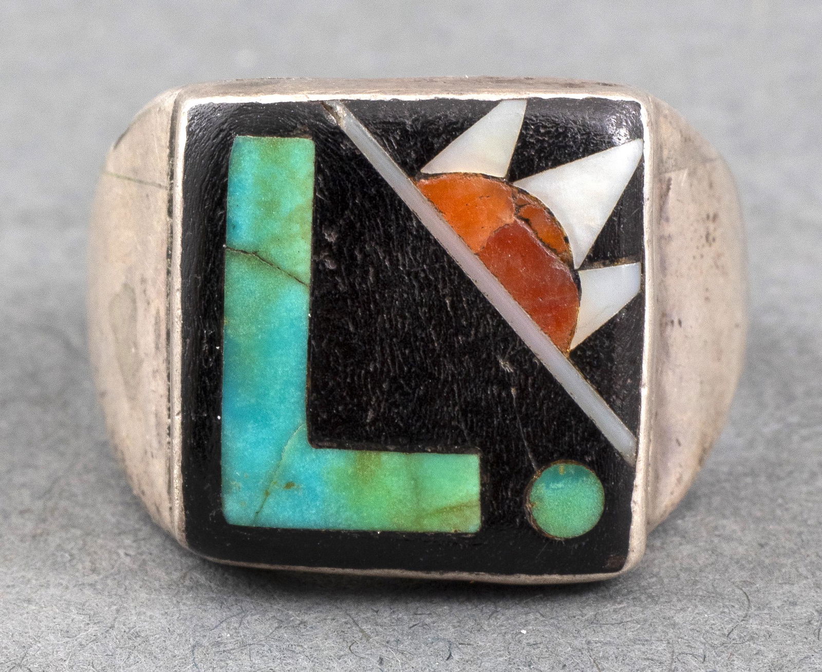 Zuni Native American Silver Multi-Stone Inlay Ring (1 of 10)