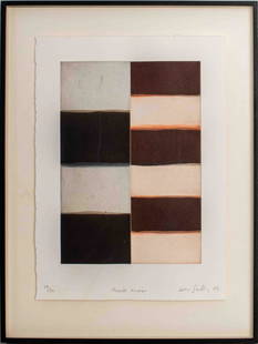 Sean Scully "Mirror Mirror" Aquatint & Portfolio: Sean Scully (Irish/American, b. 1945) "Mirror Mirror" color aquatint etching pencil signed and dated 2002 to lower right, titled lower center, and numbered "29/130" to lower left, housed under glass i