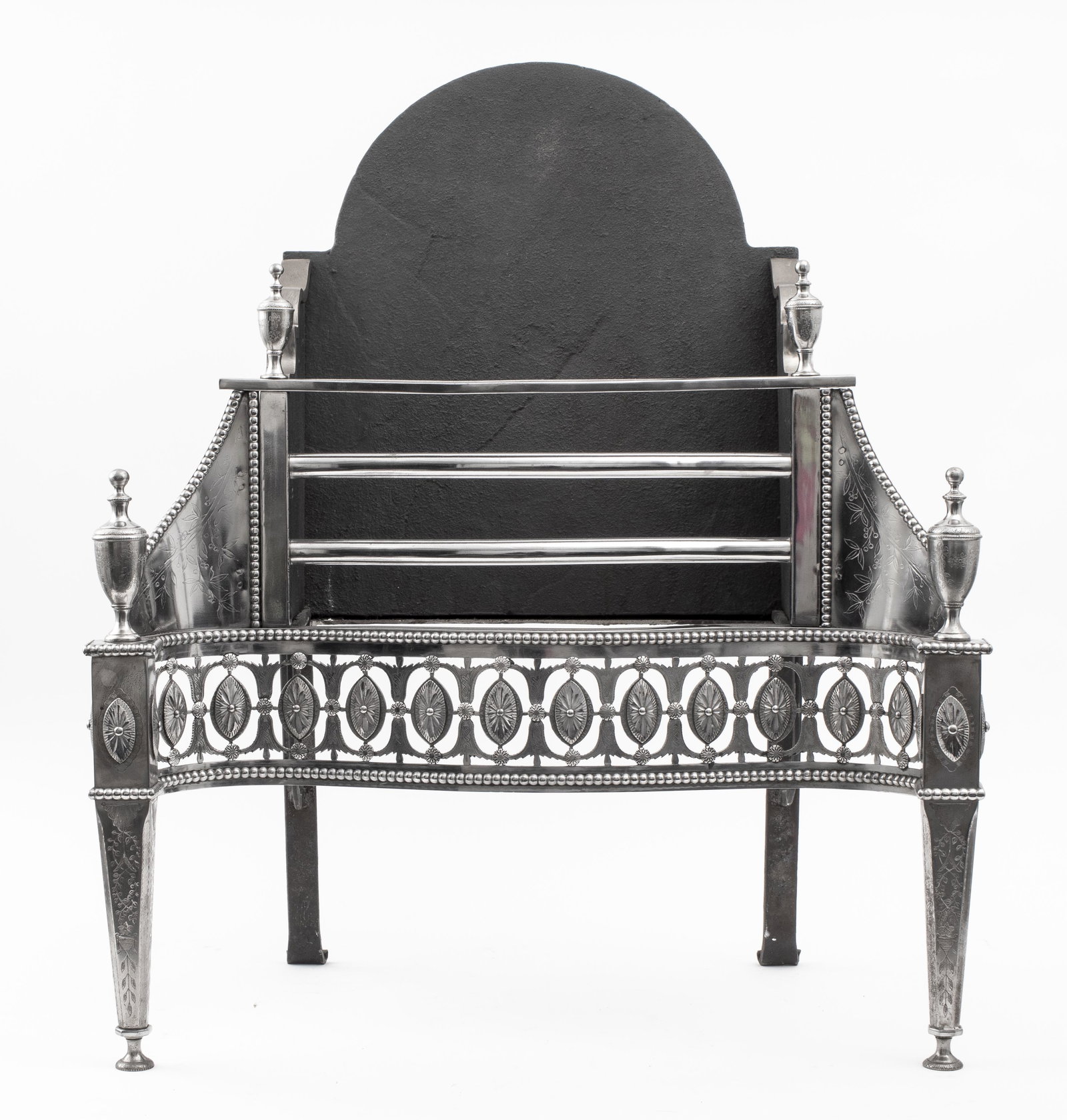 George III Style Polished Steel Fireplace Insert (1 of 8)