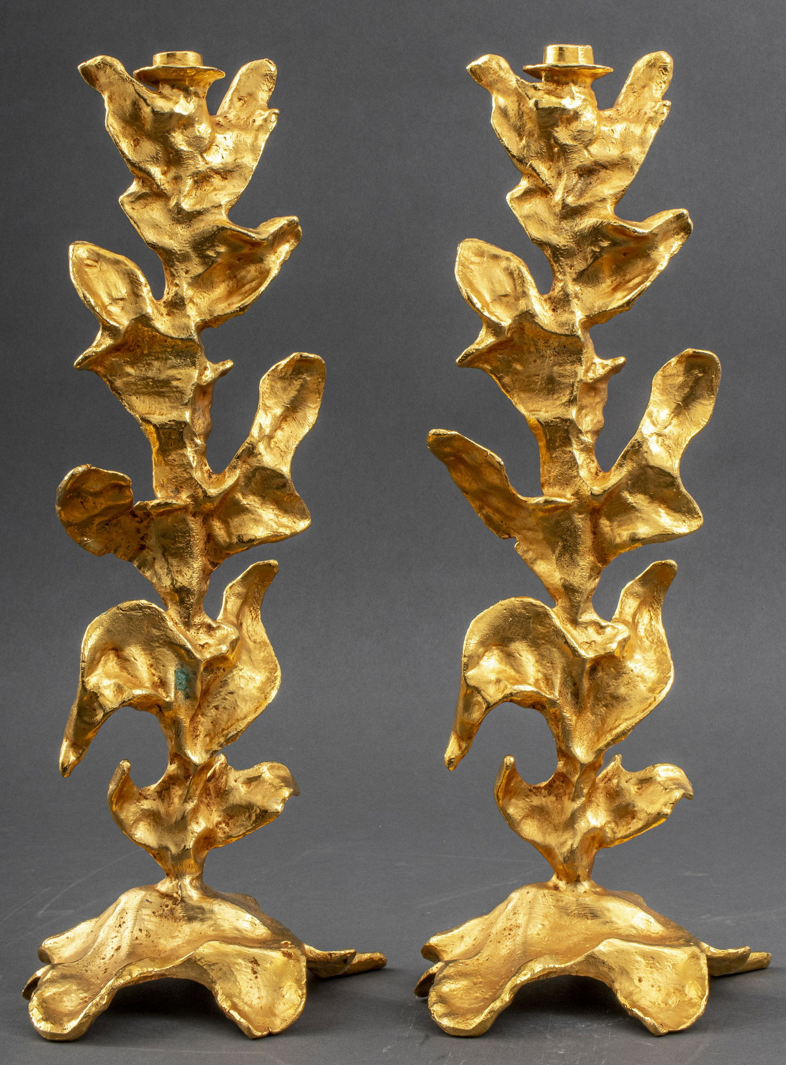Muriel Besnard Modern Gilt Bronze Candlesticks, Pr (1 of 11)