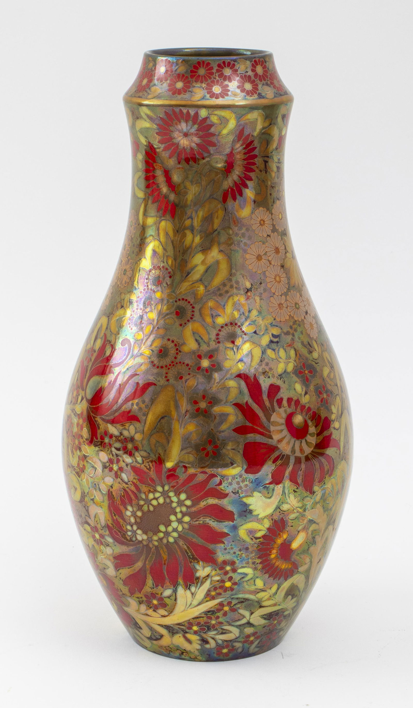 Zsolnay Iridescent Ceramic Vase with Flowers (1 of 8)