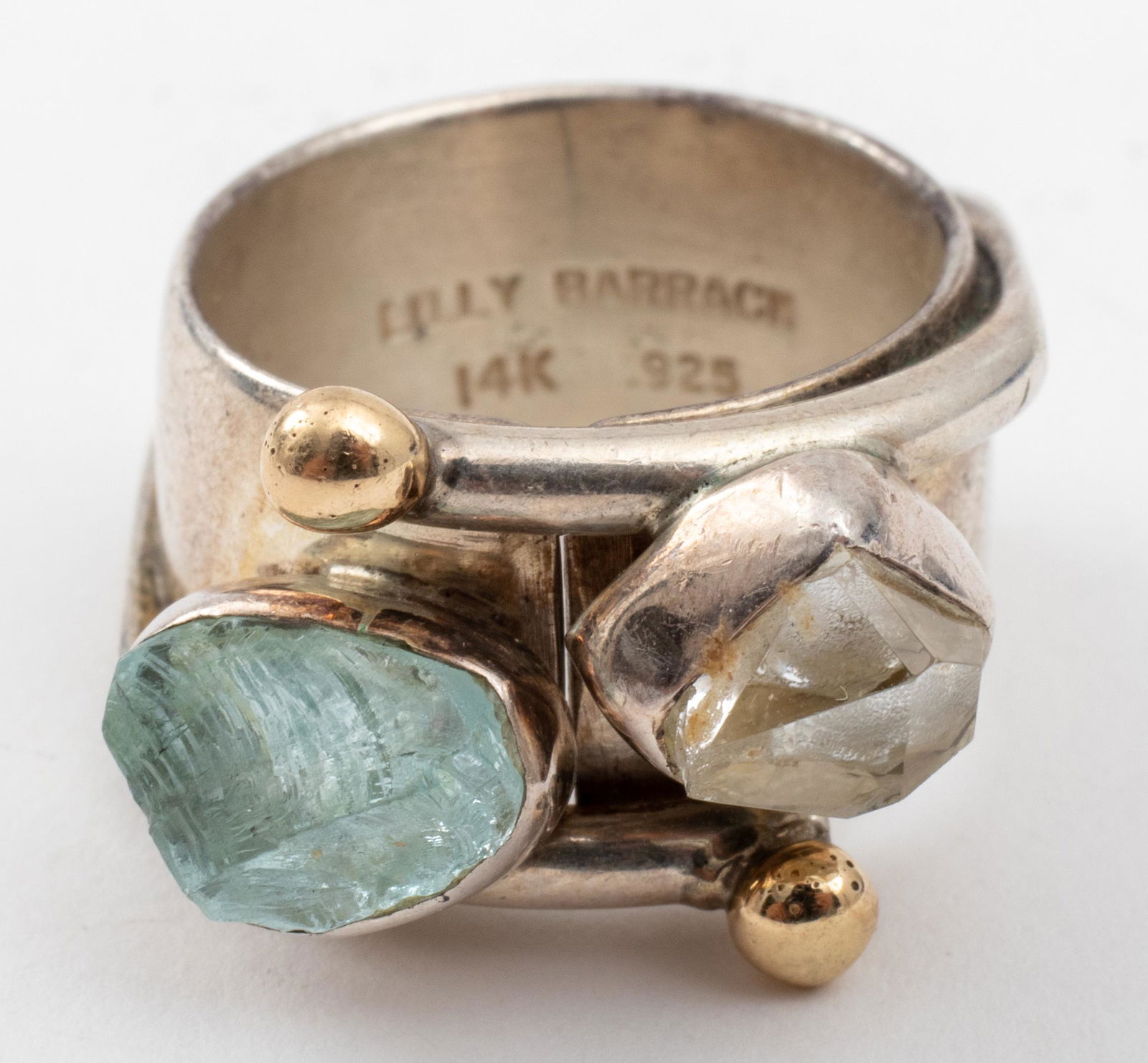 Lilly Barrack Silver & Gold Aquamarine Quartz Ring (1 of 8)