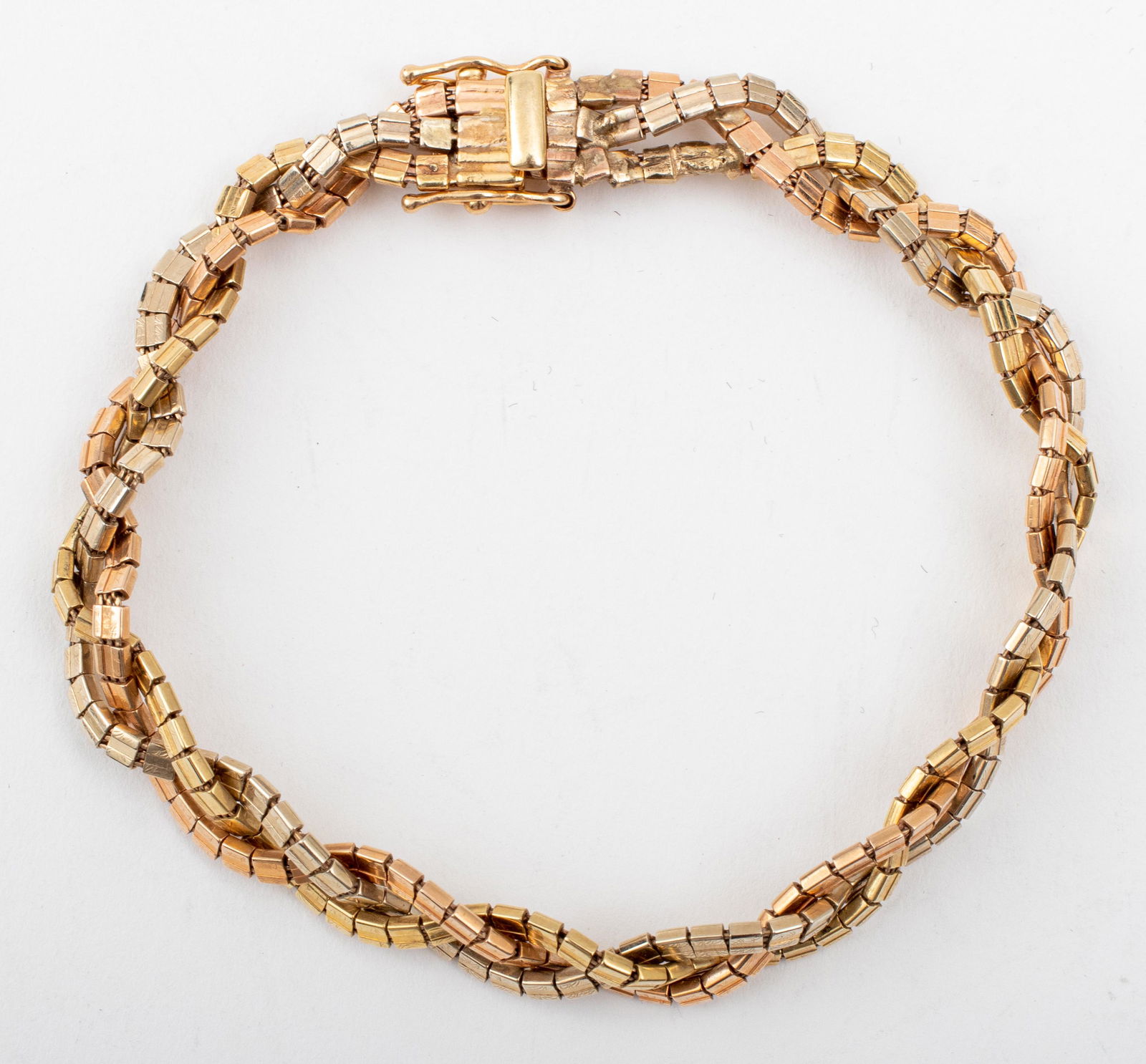 Vintage Italian 14K Tri-Gold Woven Bracelet (1 of 5)