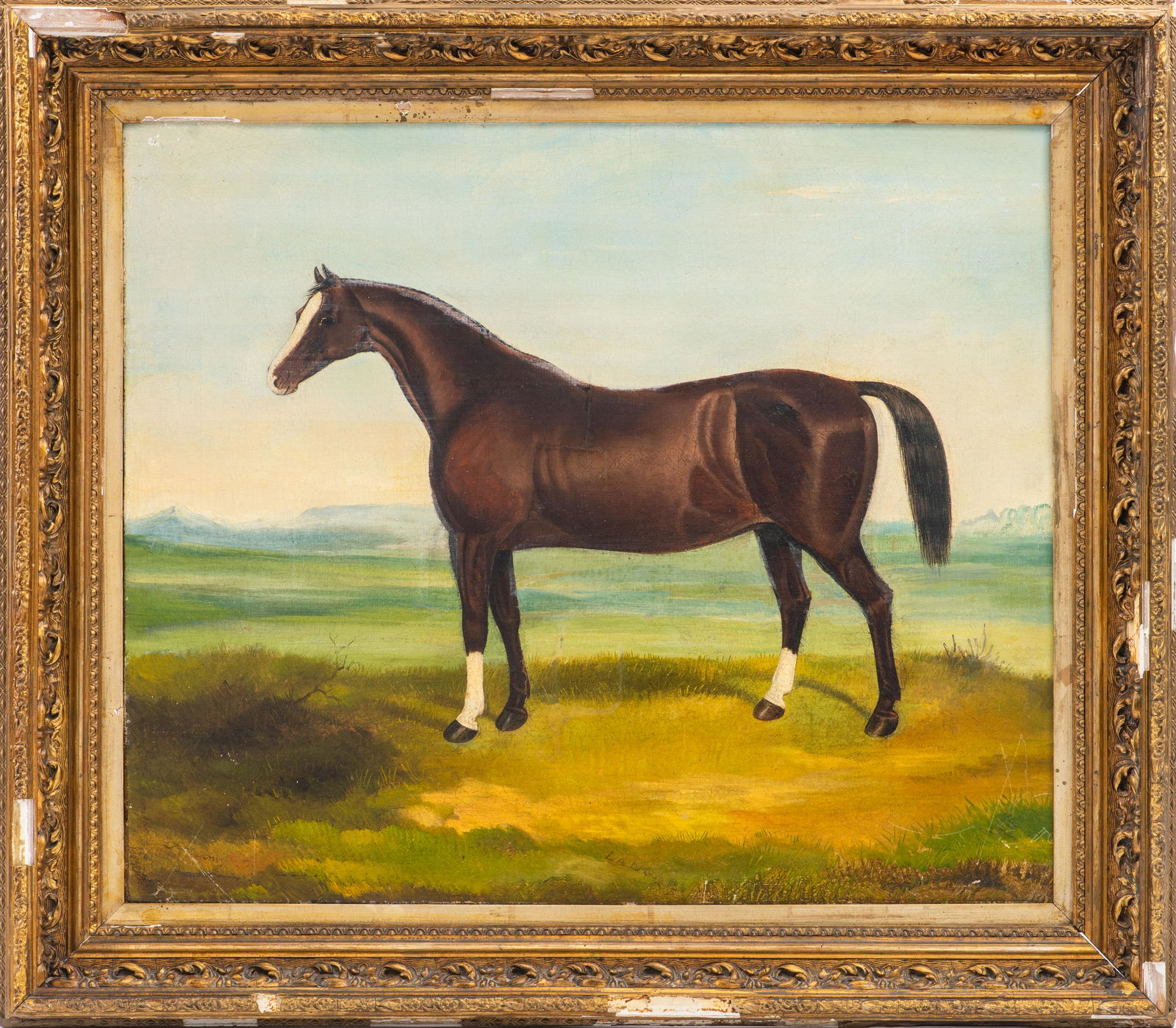 Illegibly Signed Equestrian Oil on Canvas, 19th C. (1 of 9)