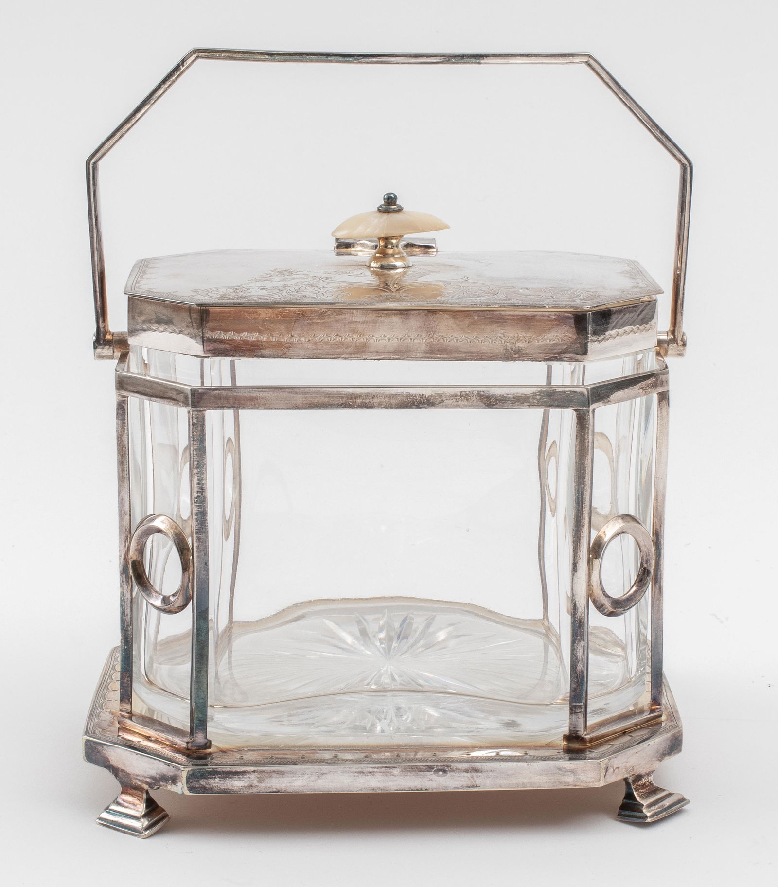 English Silverplate & Glass Biscuit Barrel (1 of 15)