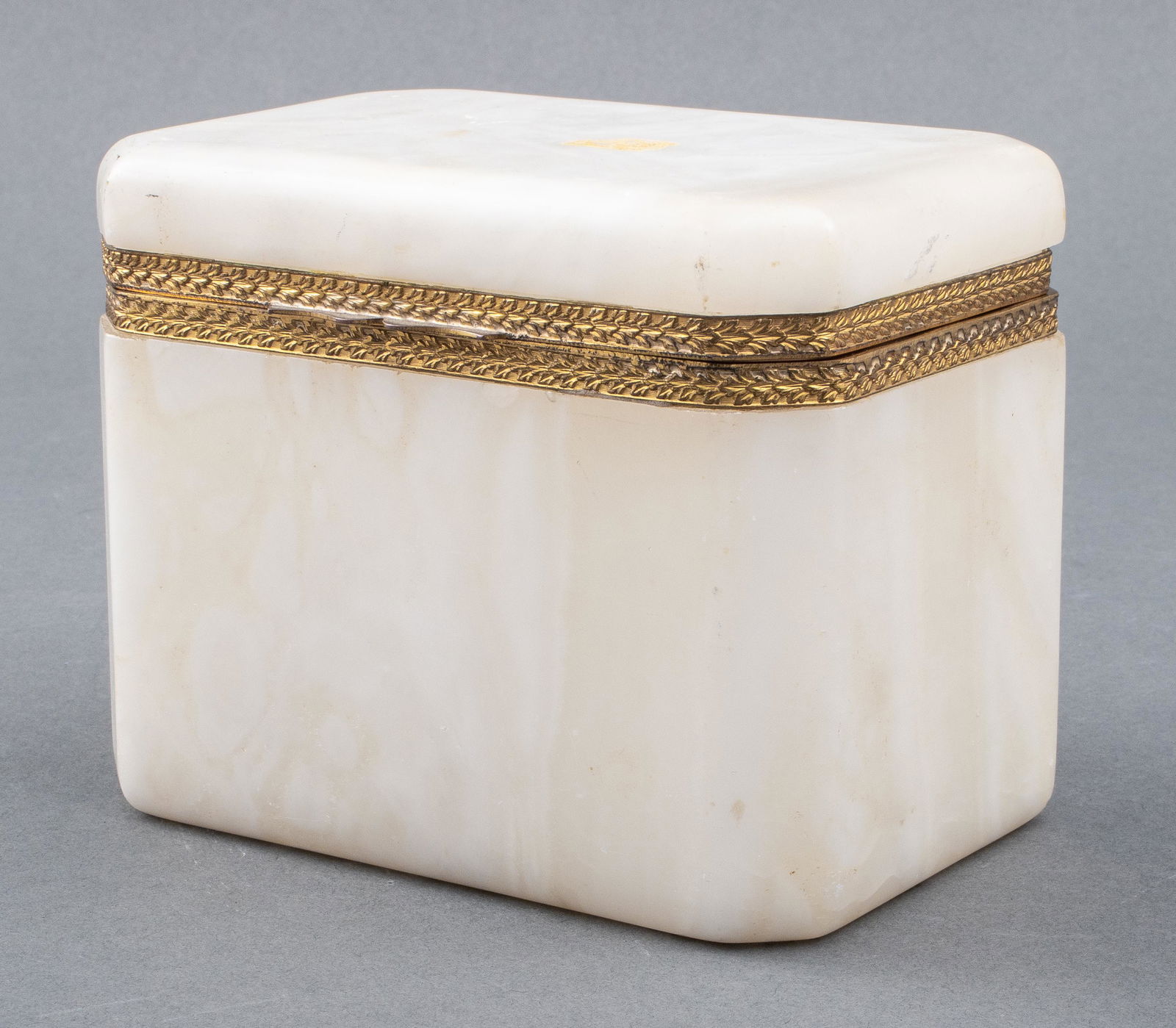 White Marble Decorative Box with Brass Hinge (1 of 10)