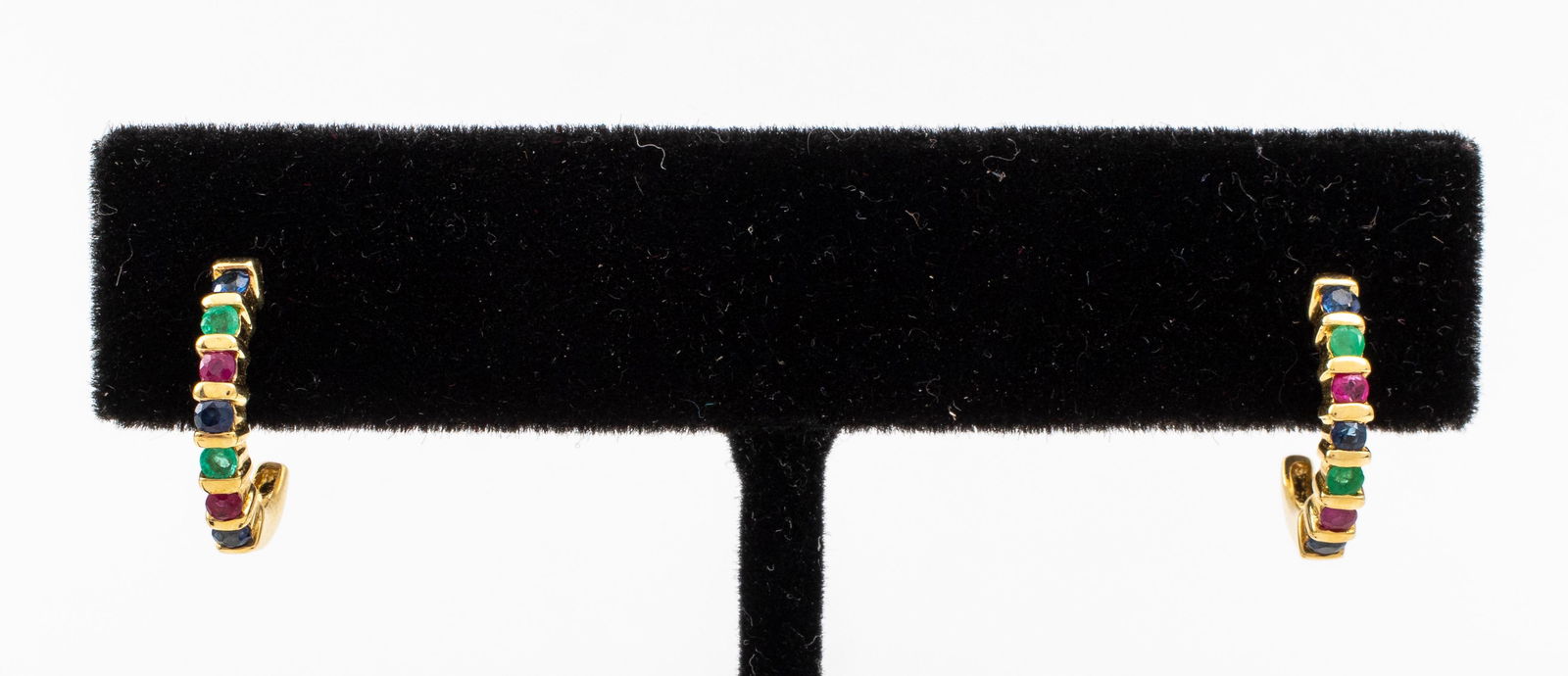 14K Yellow Gold Ruby, Sapphire & Emerald Earrings (1 of 6)