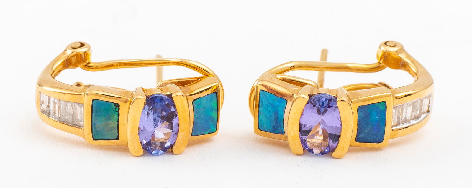 14K Yellow Gold Amethyst, Opal & Diamond Earrings (1 of 6)