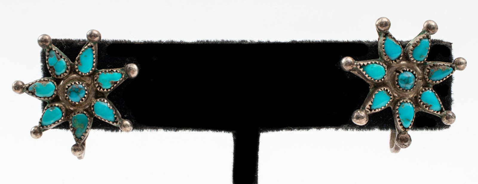 Zuni Native American Silver Turquoise Earrings (1 of 5)