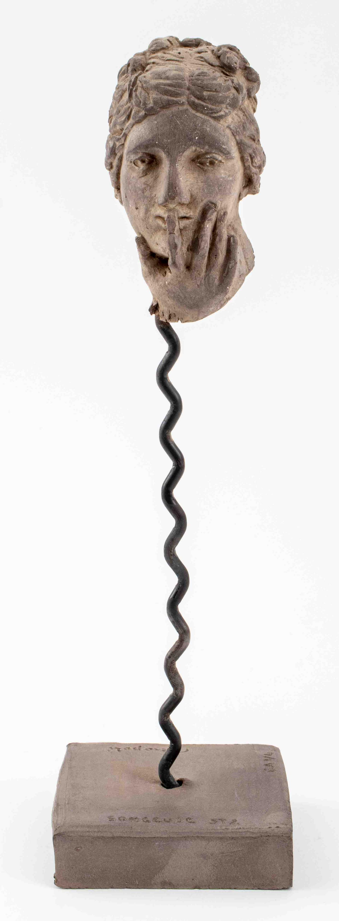 Patrick Pietropoli "Songeuse ST 2" Sculpture: Patrick Pietropoli (French, b. 1953), "Songeuse St 2," mixed media sculpture, 1993, edition: EA 1/4, signed. 12" H x 3.5" W. Provenance: Removed from an estate located at 160 E 65th Street.