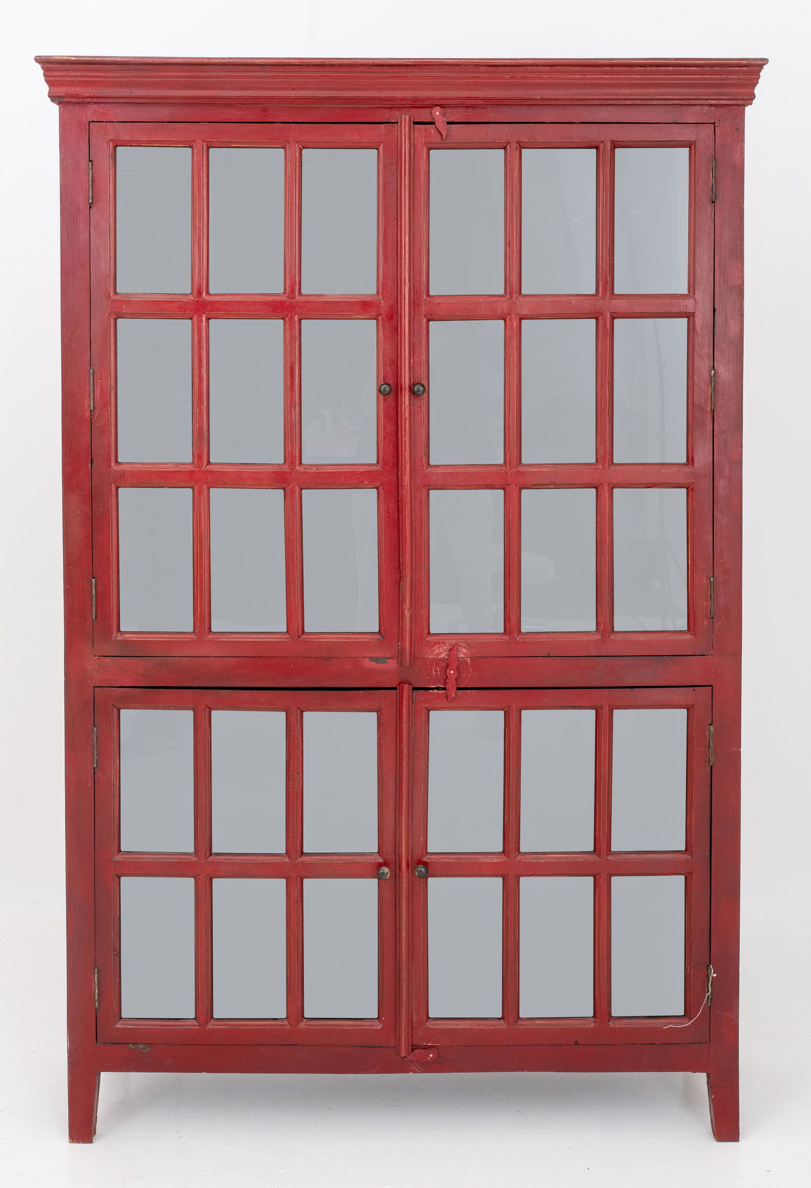 Red Painted Wooden Bookcase Curio Cabinet (1 of 9)