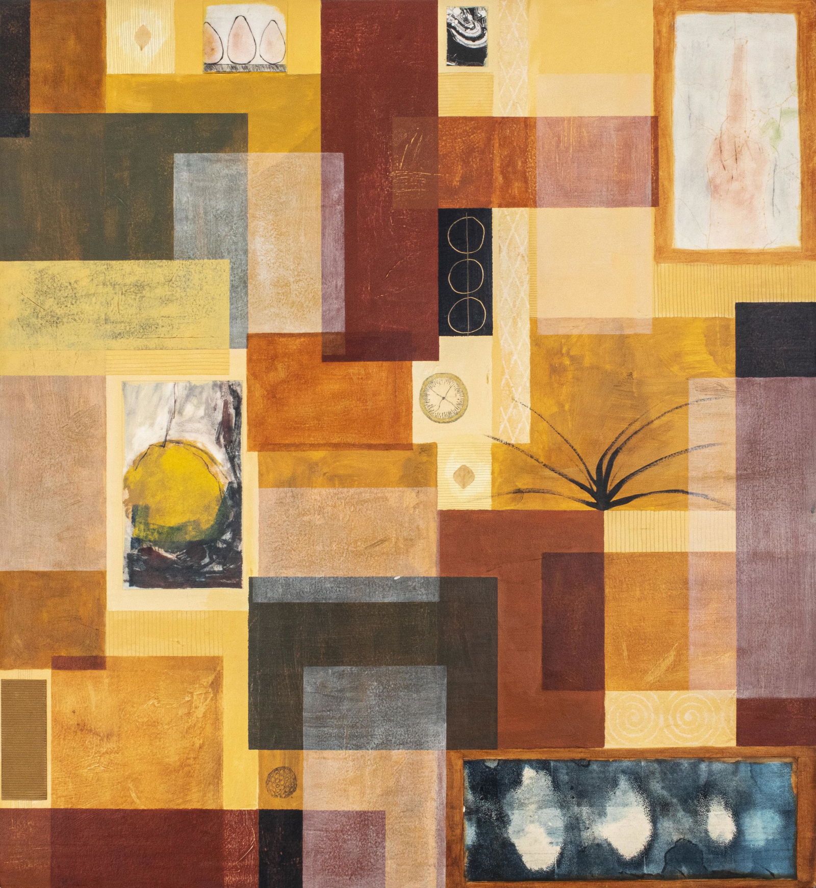 Tracey Adams 'The Decoy' Mixed Media Painting: Tracey Adams (American, XX-XXI) 'The Decoy', 2000, modern mixed media painting on board, marked with title, medium, date and signature on back. 40" H x 38" W.