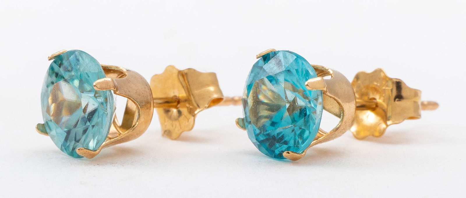 14K Yellow Gold 2.60cttw. Blue Zircon Earrings (1 of 9)