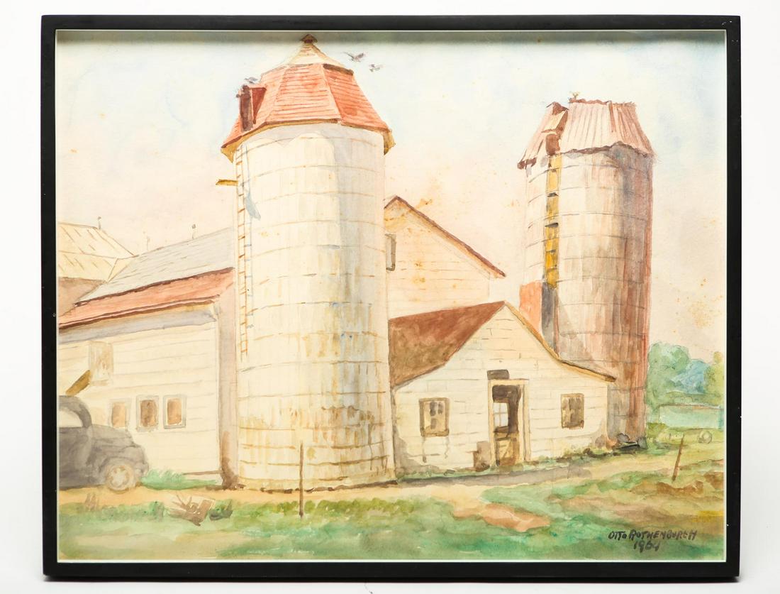 Otto Rothenburgh Country Landscape Watercolor (1 of 3)
