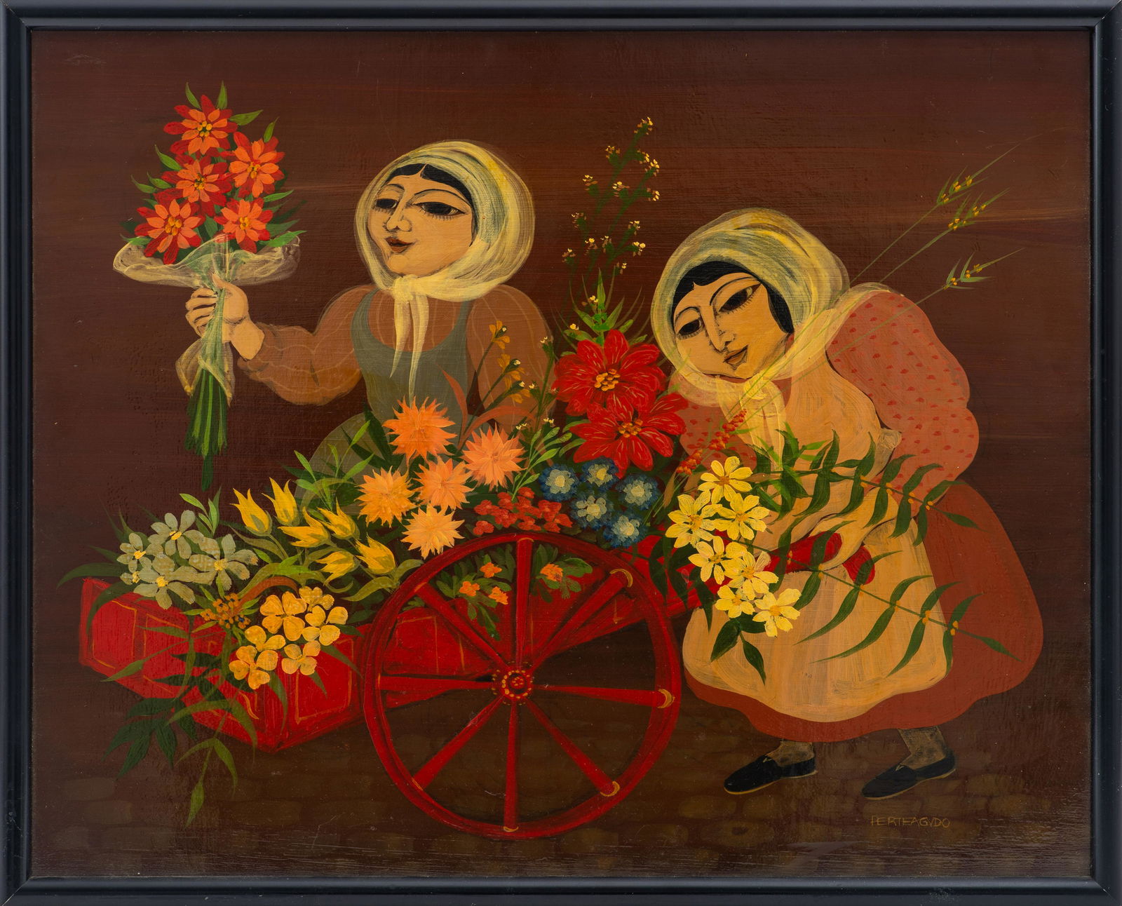 Carlos Perteagudo "Venta de Flores" Oil on Panel (1 of 9)