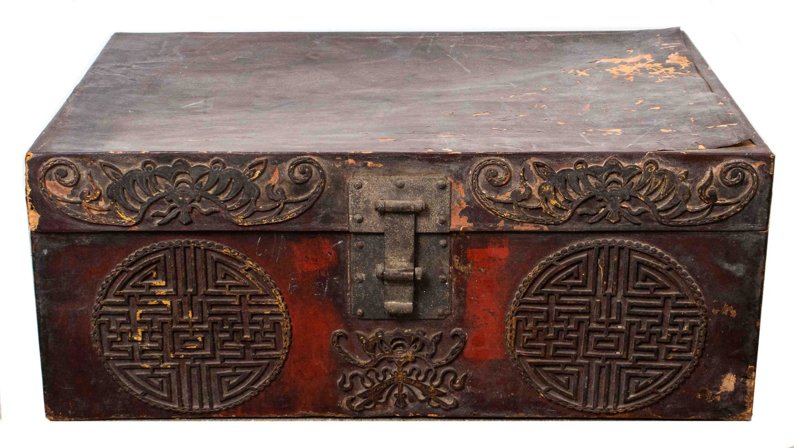 Chinese Antique Decorated Wooden Trunk (1 of 13)