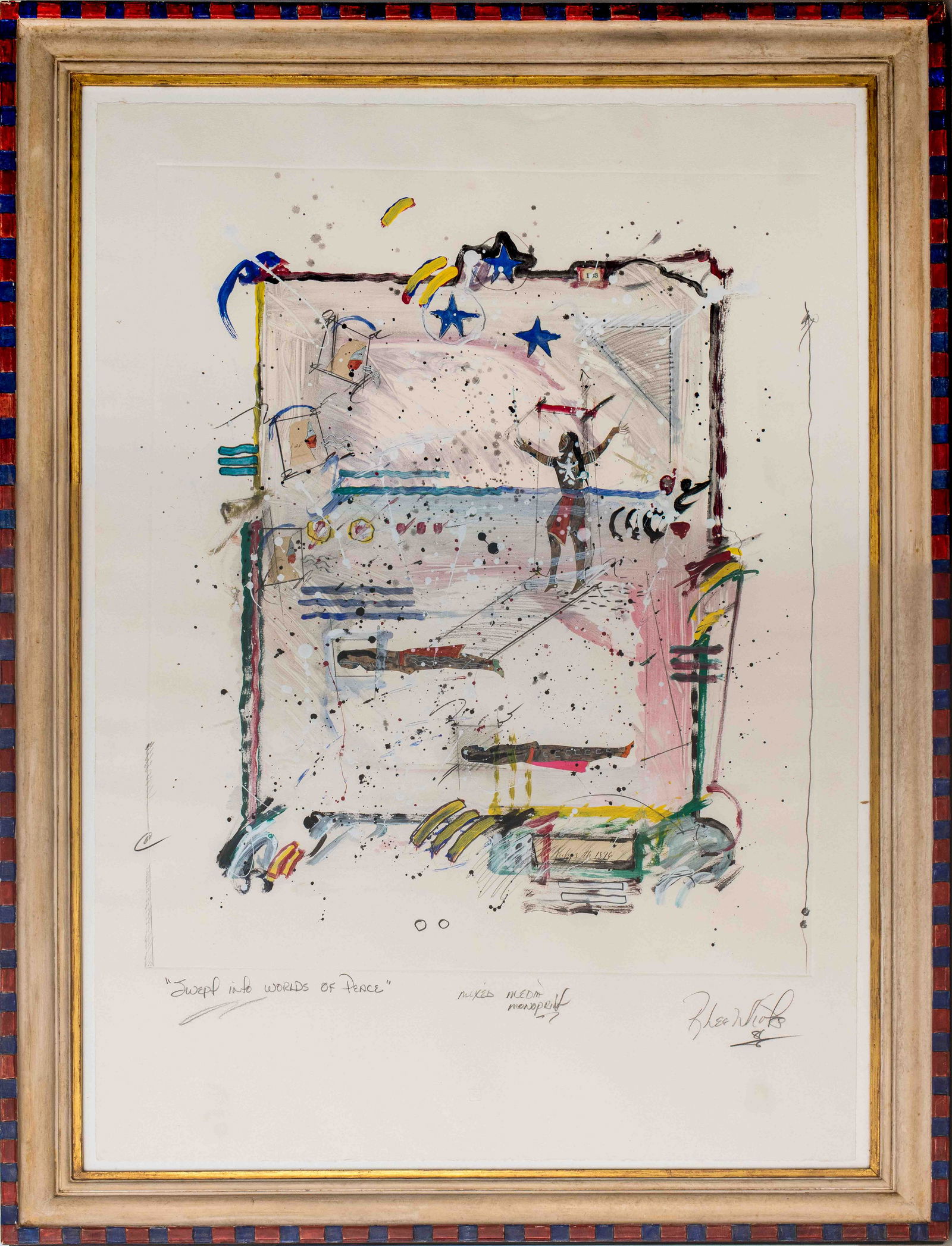 Signed Illegibly "Swept into Worlds..." Monoprint (1 of 12)